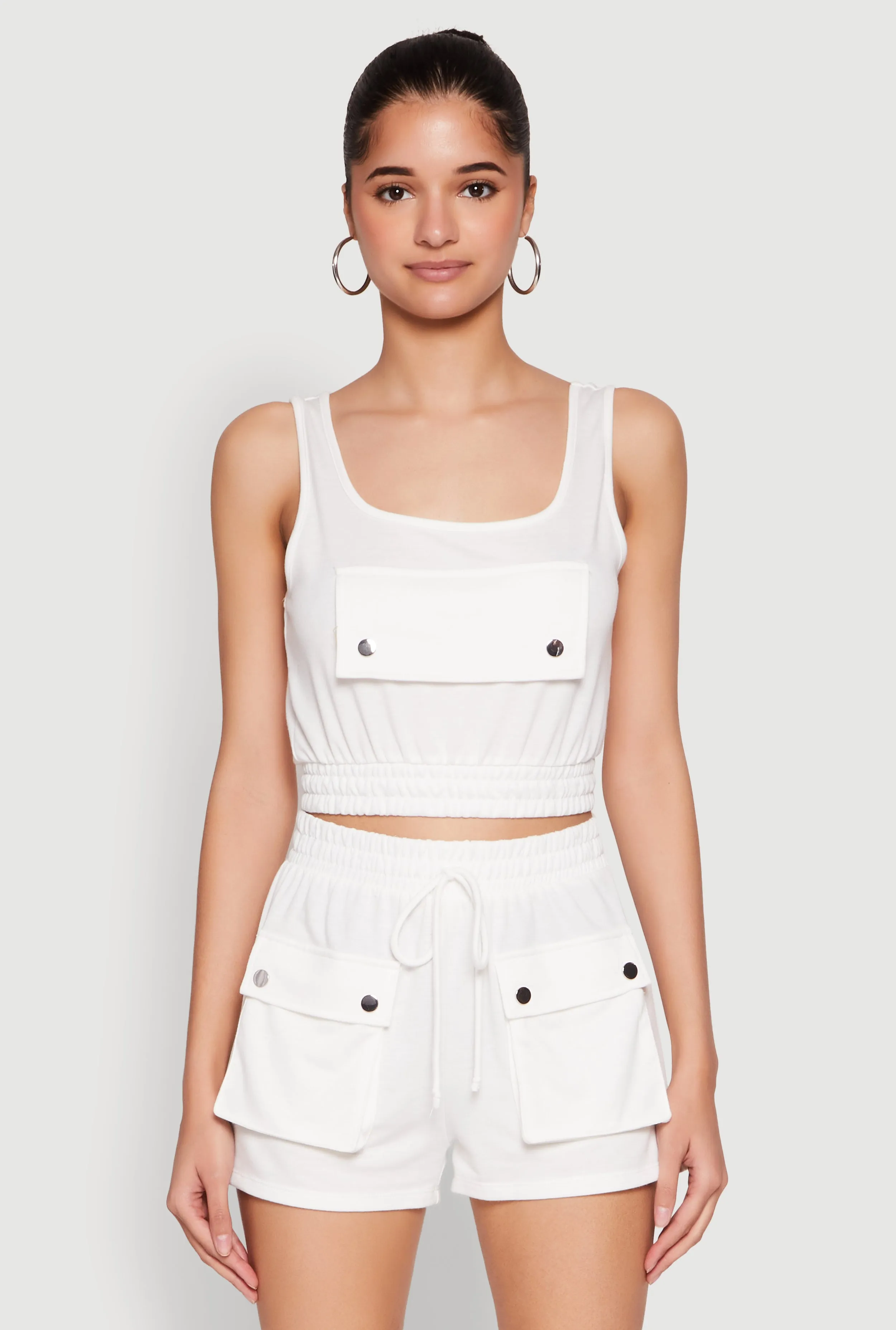 Faux Flap Pocket Crop Top sold by Rainbow