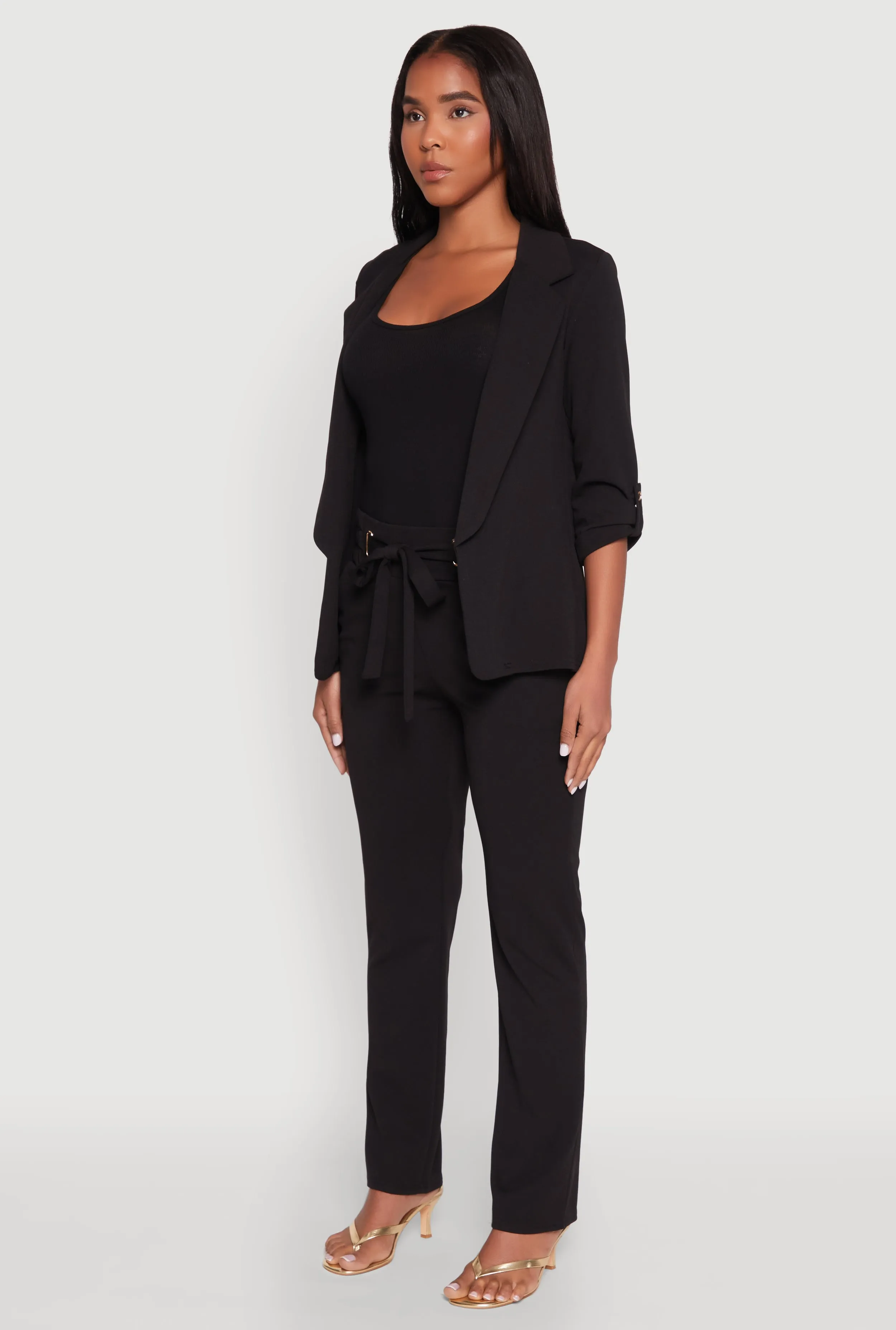 Tabbed Roll Sleeve Lapel Collar Blazer sold by Rainbow product image thumbnail 5