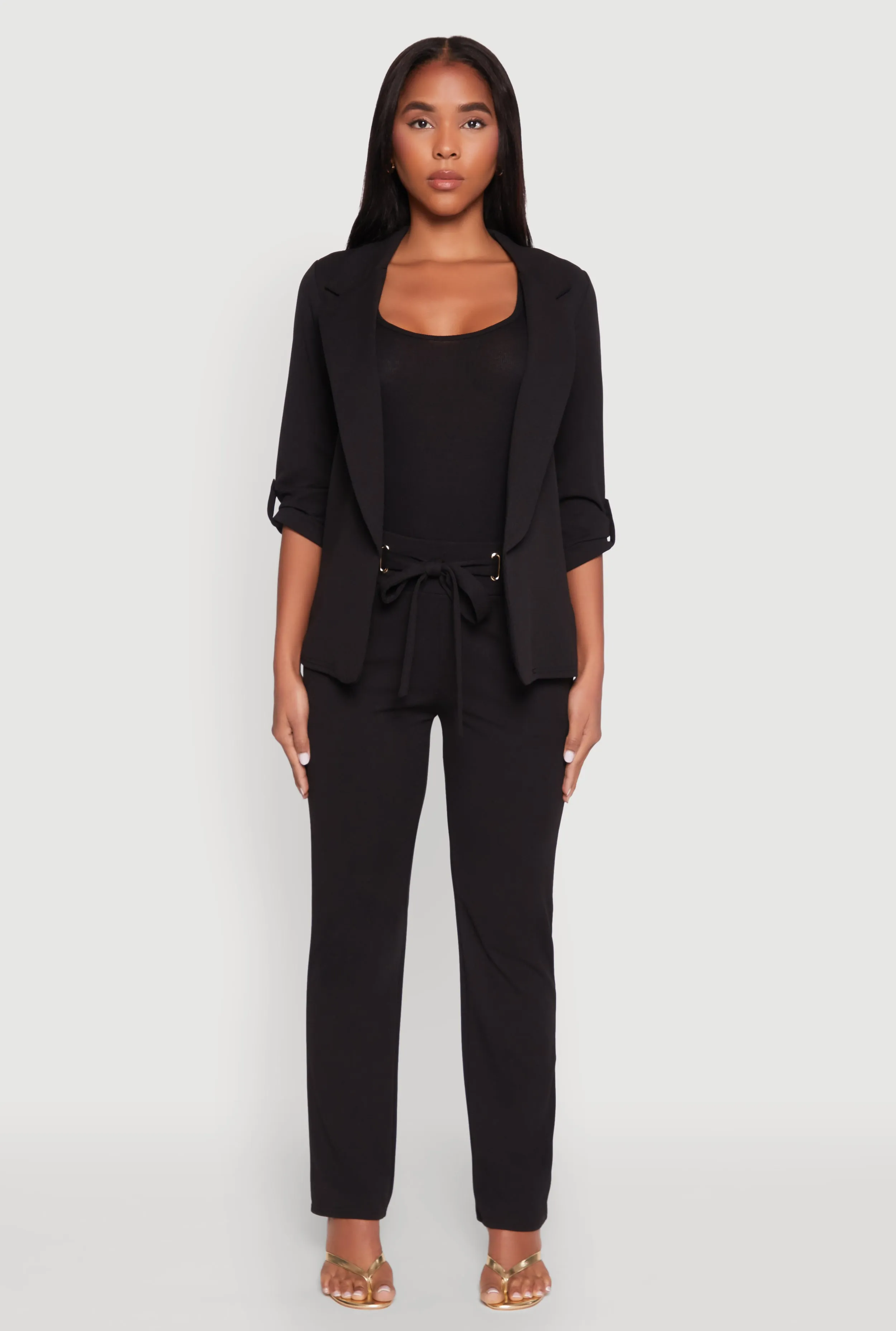 Tabbed Roll Sleeve Lapel Collar Blazer sold by Rainbow product image thumbnail 3