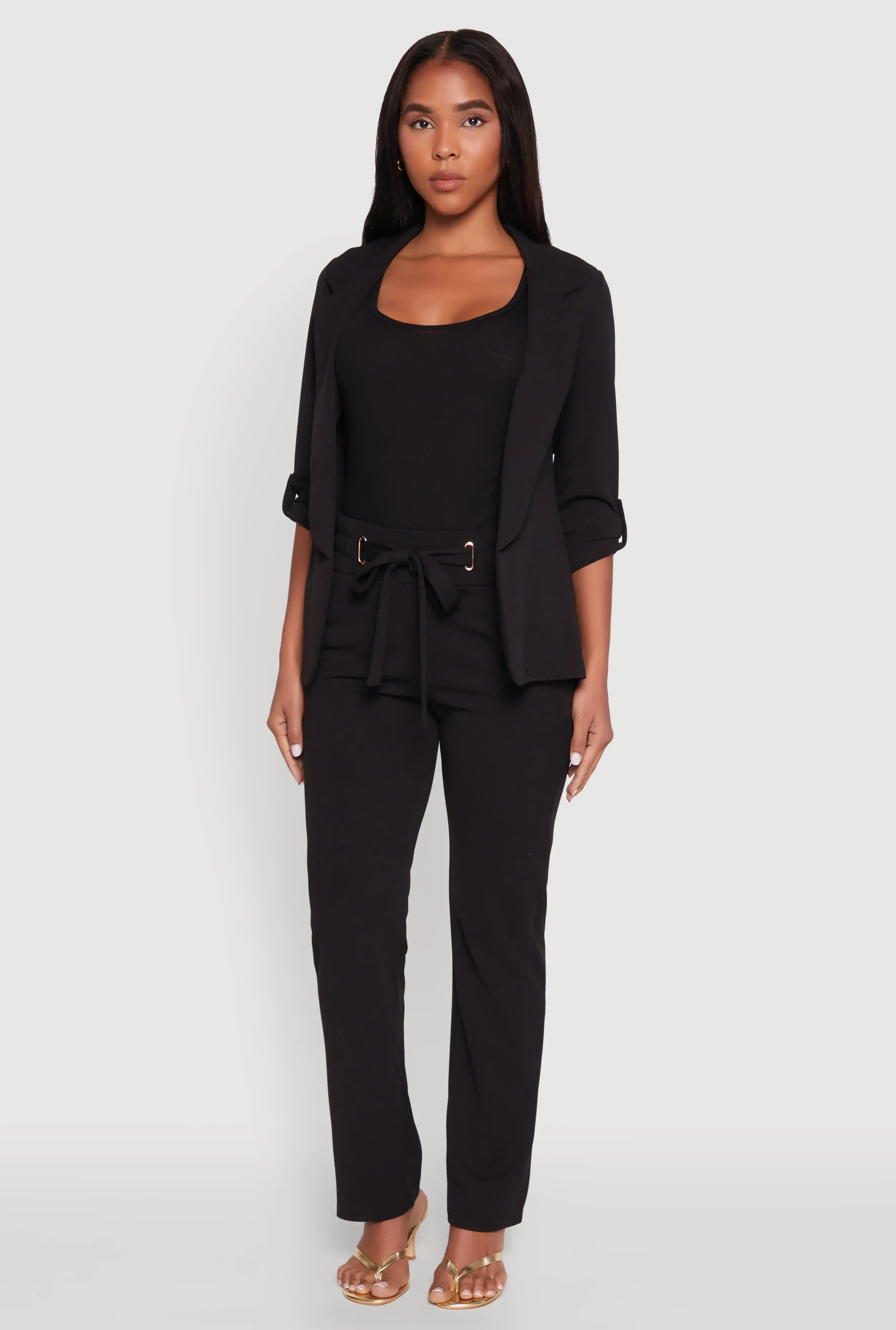 Tabbed Roll Sleeve Lapel Collar Blazer sold by Rainbow product image thumbnail 2