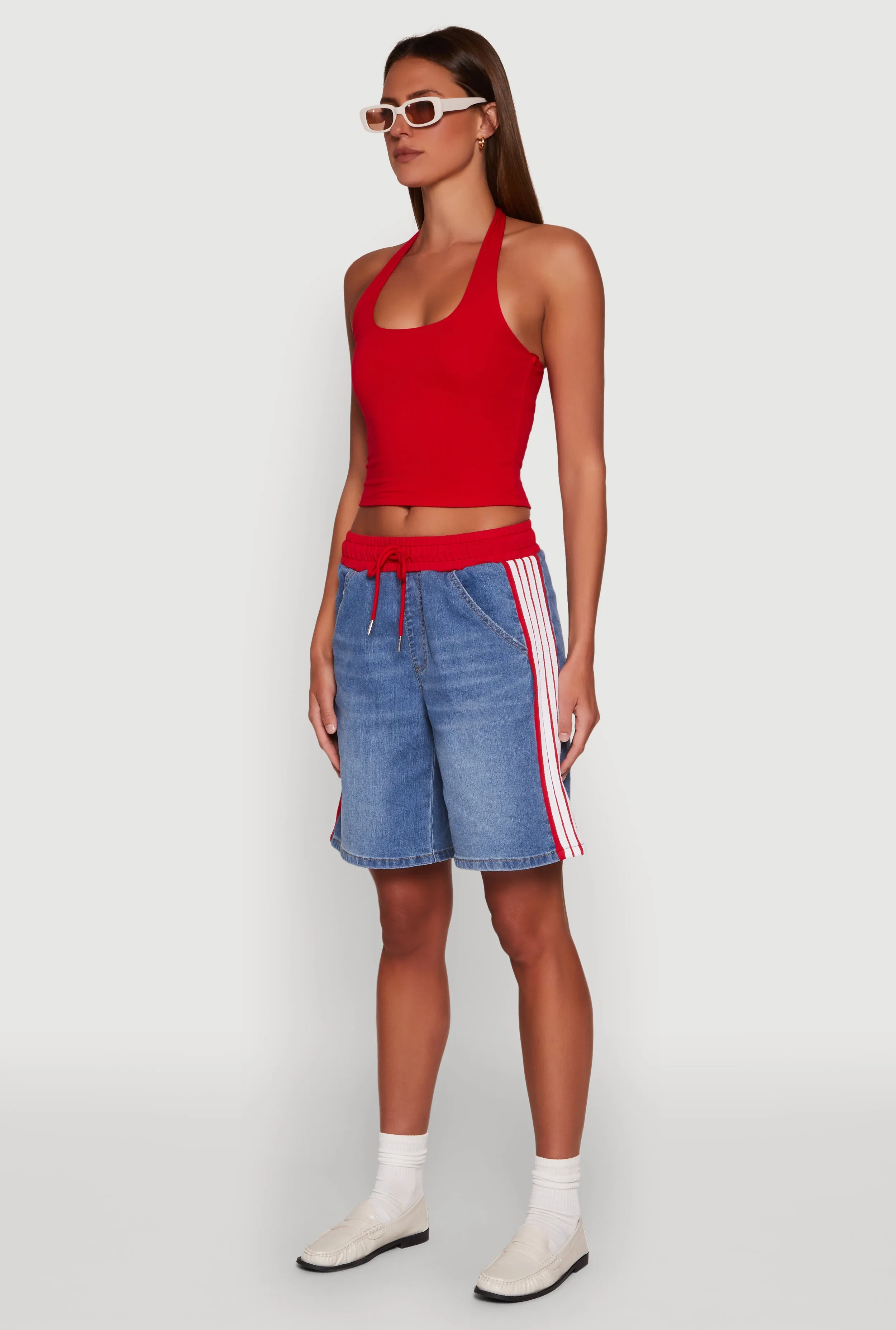 Almost Famous Varsity Stripe Side Waistband Jorts sold by Rainbow product image thumbnail 3