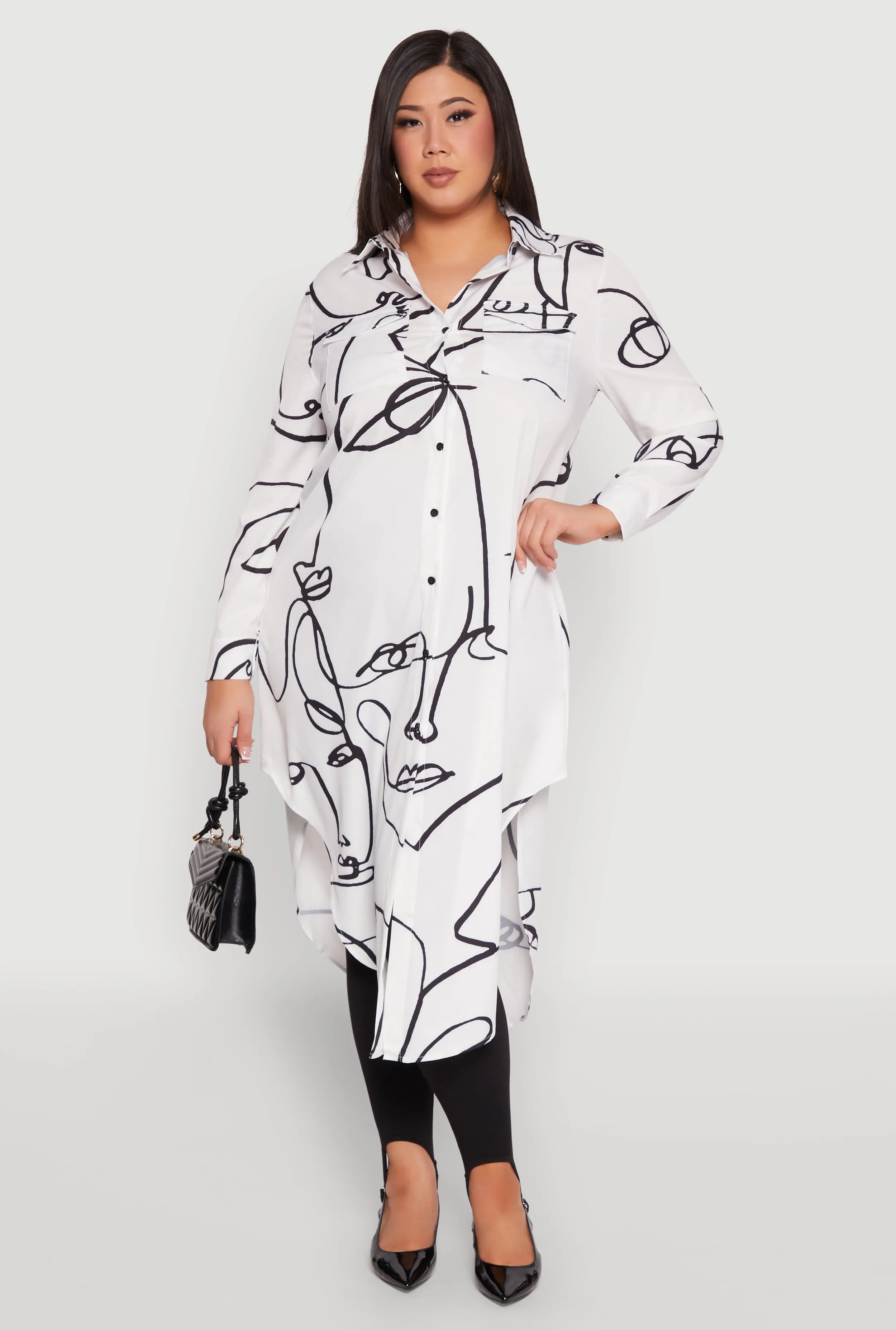 Plus Size Abstract Faces Button Front Maxi Top sold by Rainbow product image thumbnail 2