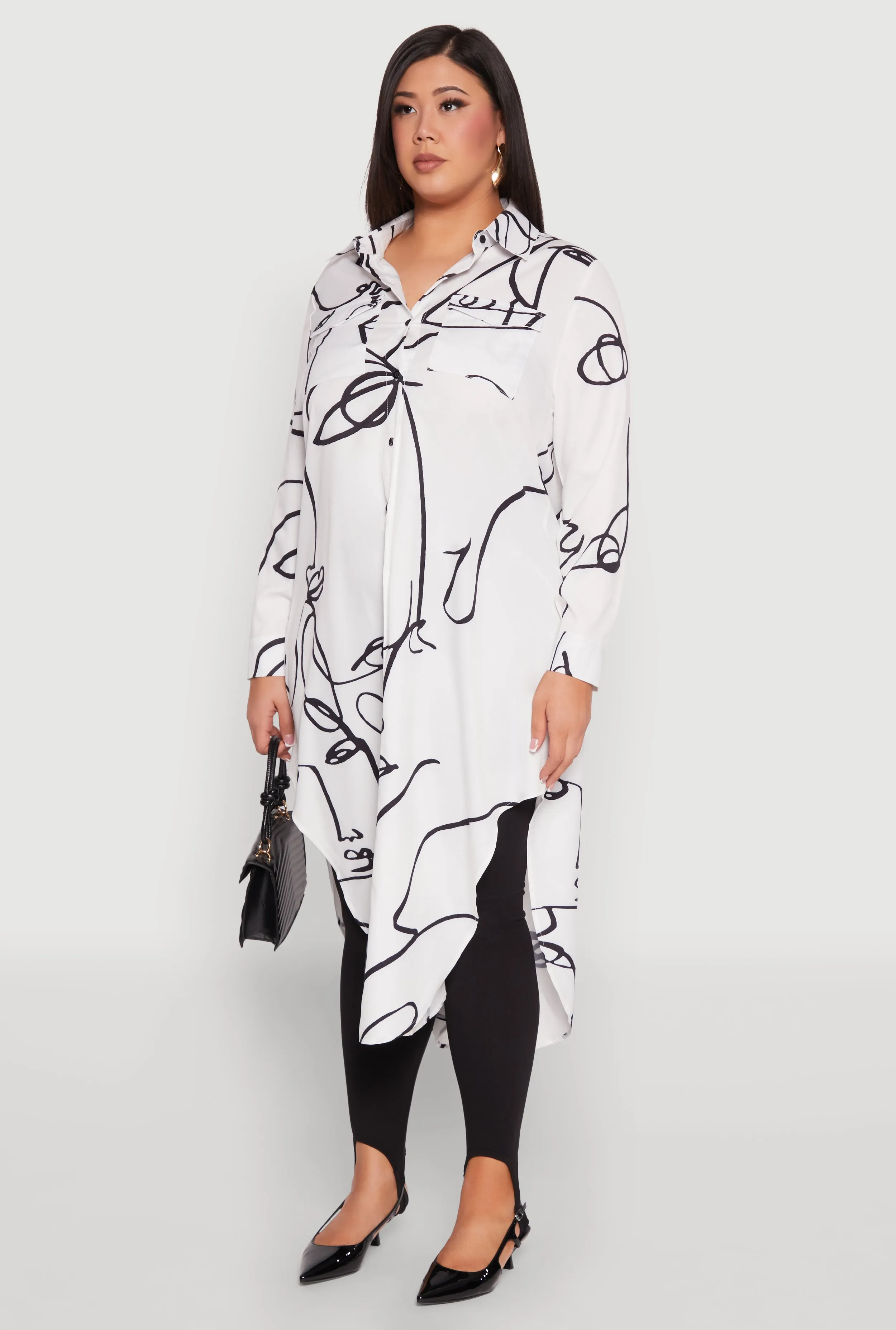 Plus Size Abstract Faces Button Front Maxi Top sold by Rainbow product image thumbnail 3