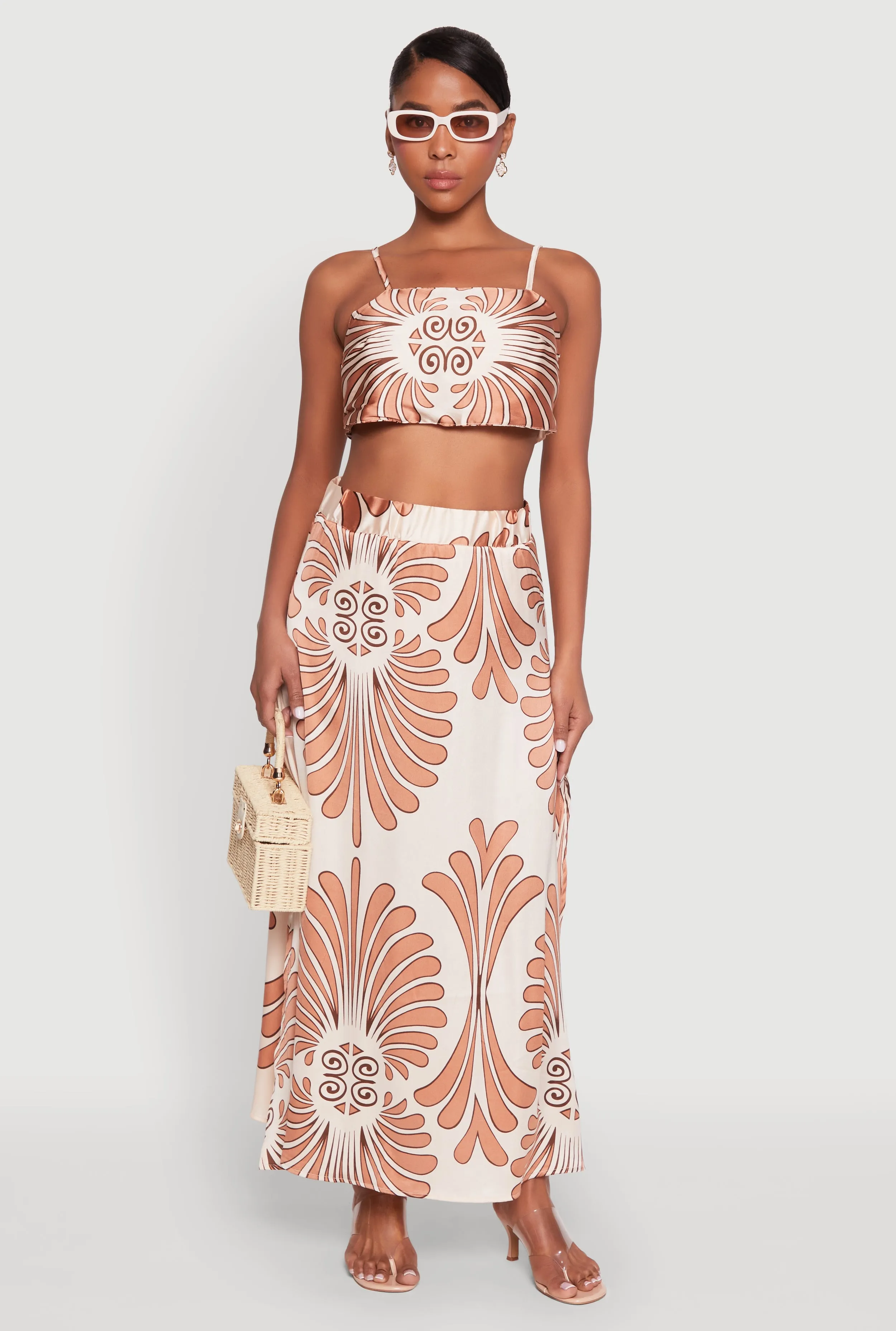 Spoon Jeans Satin Printed Maxi Skirt sold by Rainbow