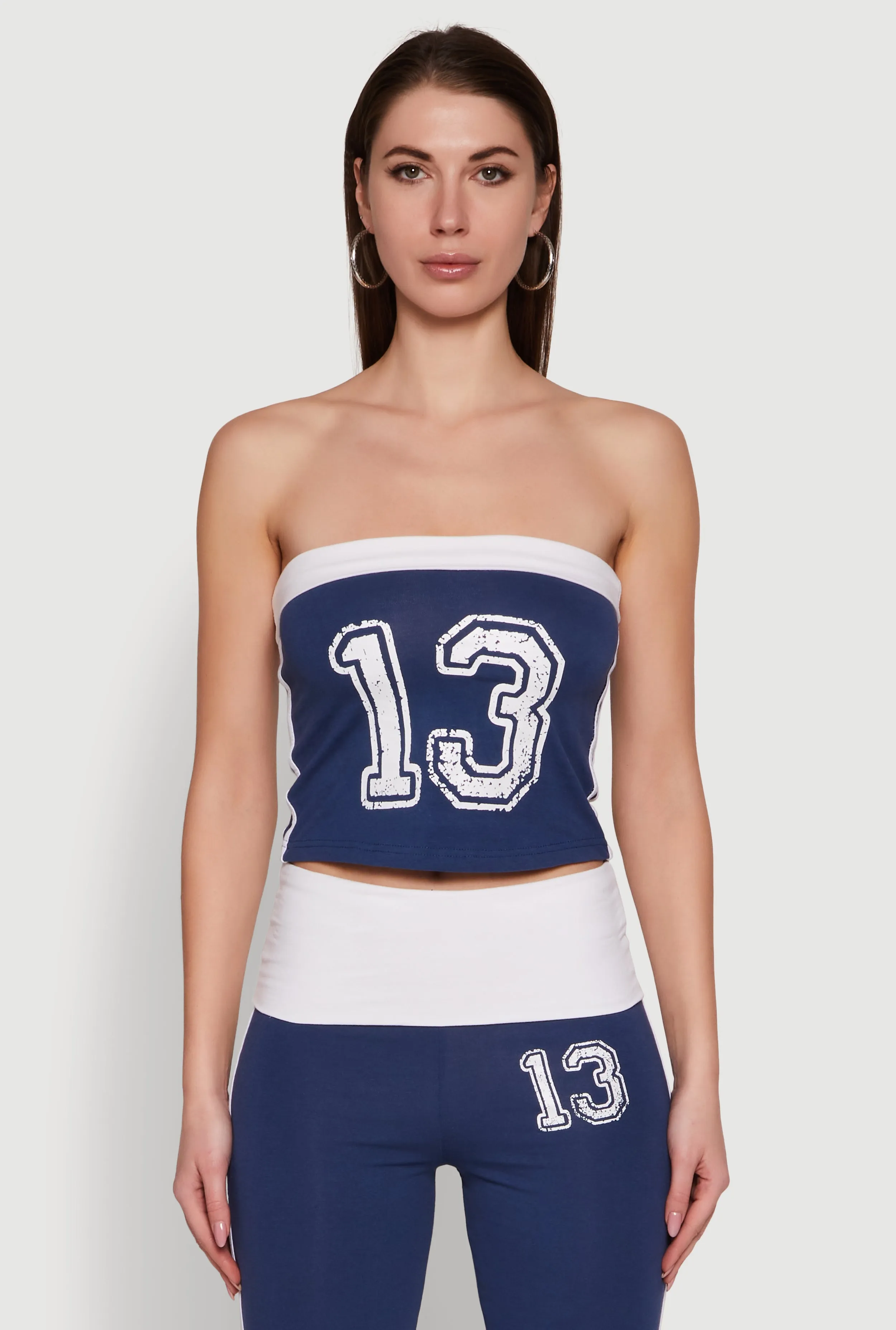 Varsity Stripe Graphic Print Tube Top sold by Rainbow