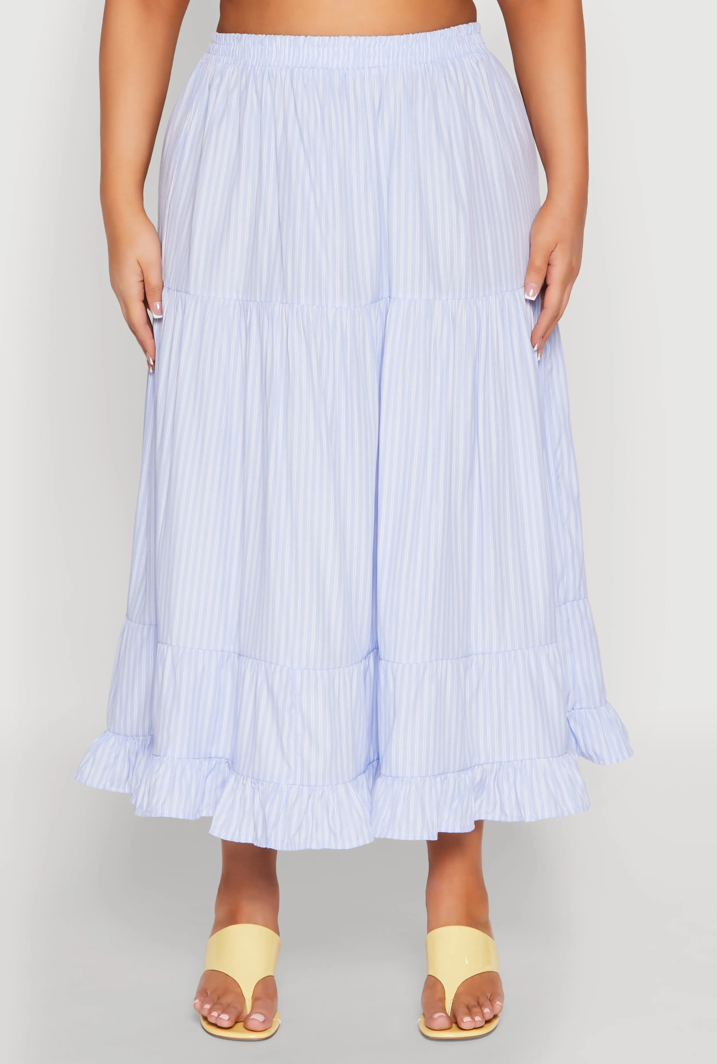Plus Size Almost Famous Striped Tiered Maxi Skirt sold by Rainbow product image thumbnail 3