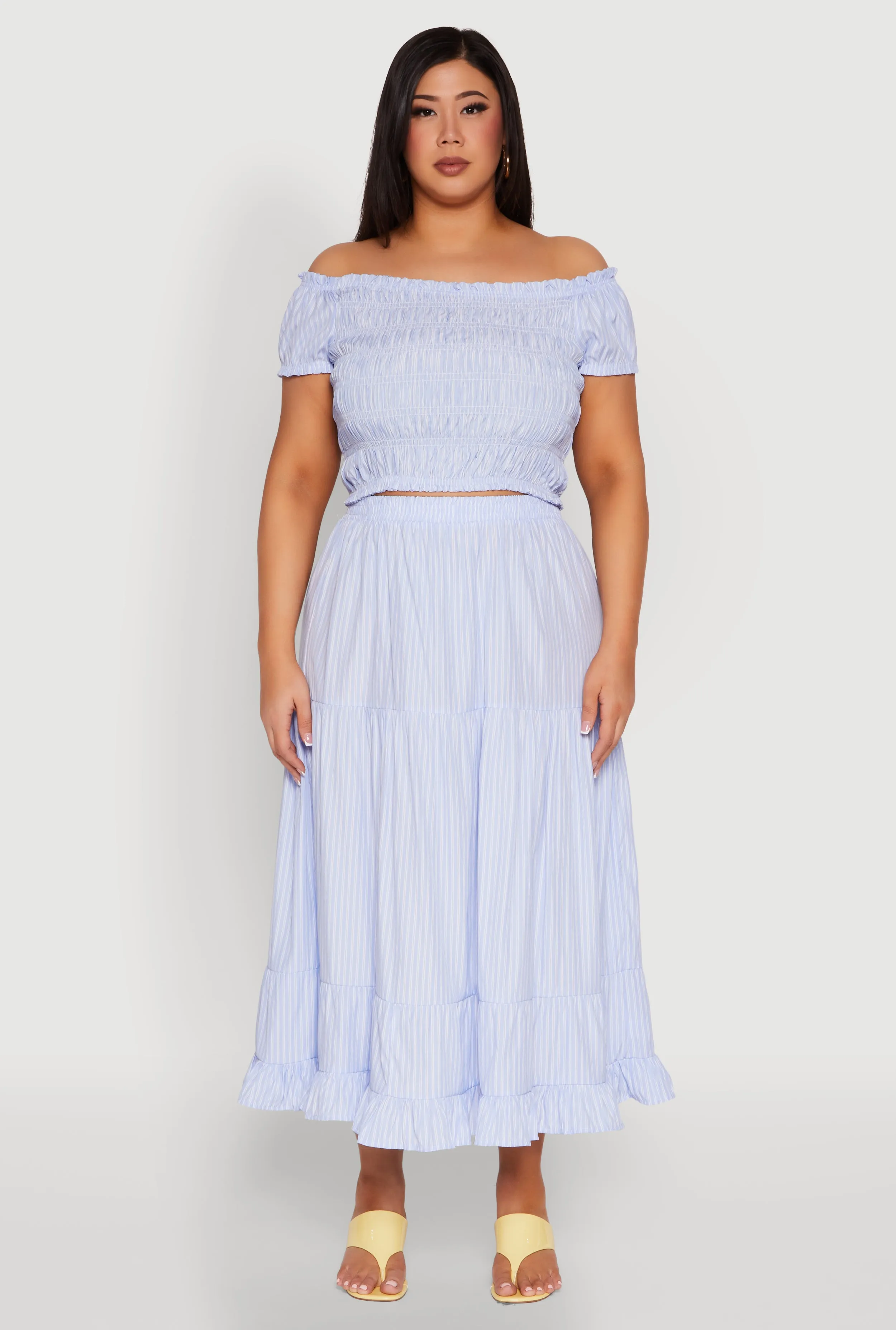 Plus Size Almost Famous Striped Tiered Maxi Skirt sold by Rainbow product image thumbnail 2