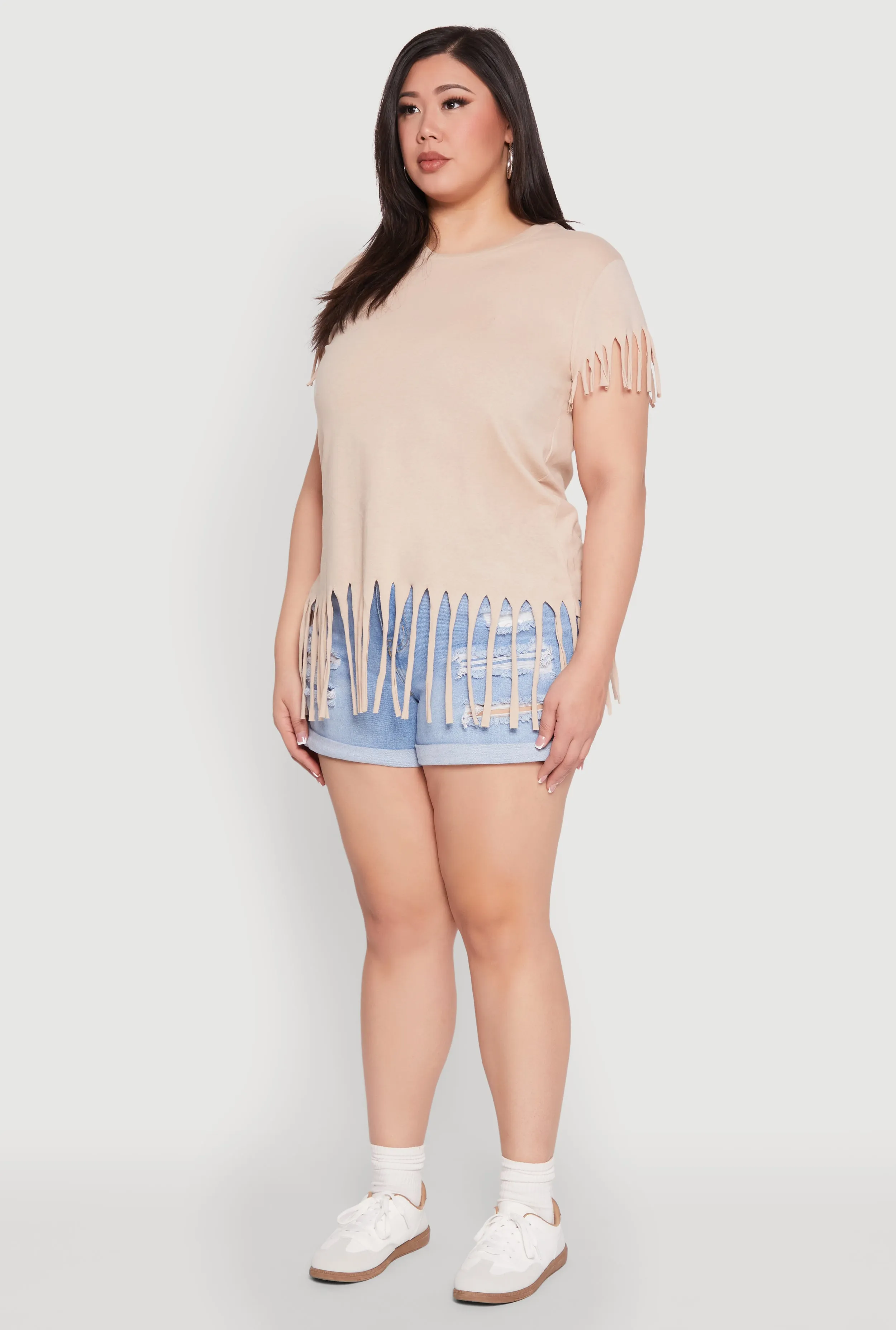 Plus Size Fringe Trim Tee sold by Rainbow product image thumbnail 5