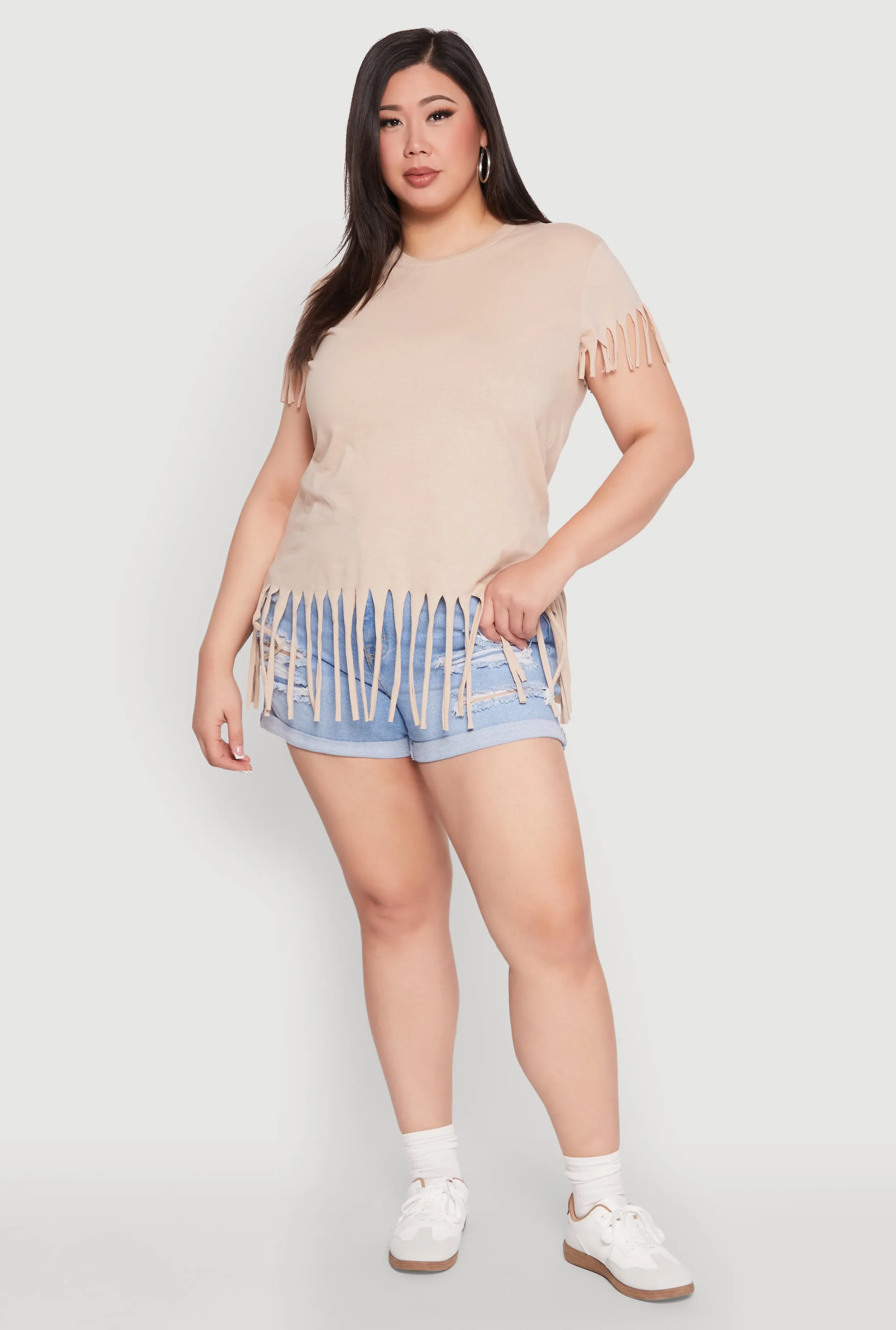 Plus Size Fringe Trim Tee sold by Rainbow product image thumbnail 3