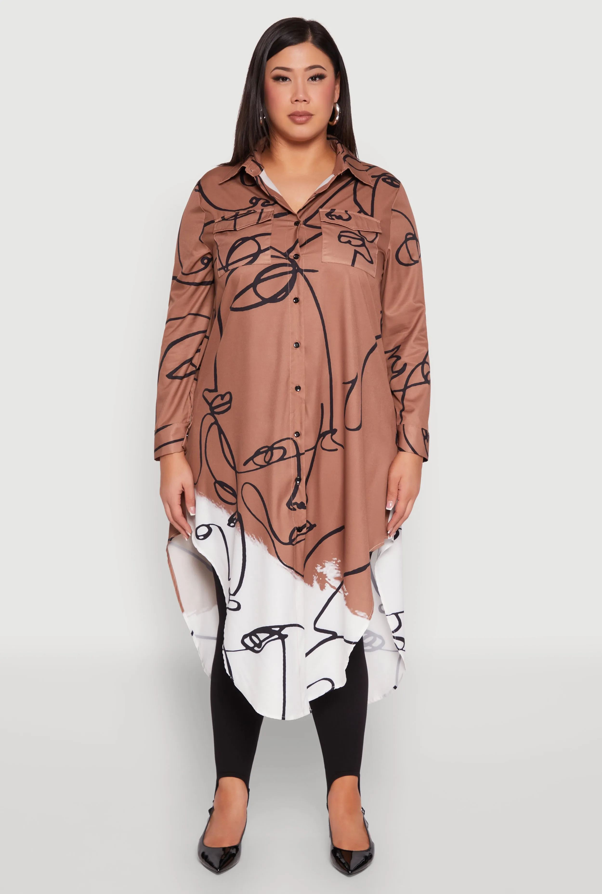 Plus Size Abstract Faces Button Front Maxi Top sold by Rainbow product image thumbnail 2