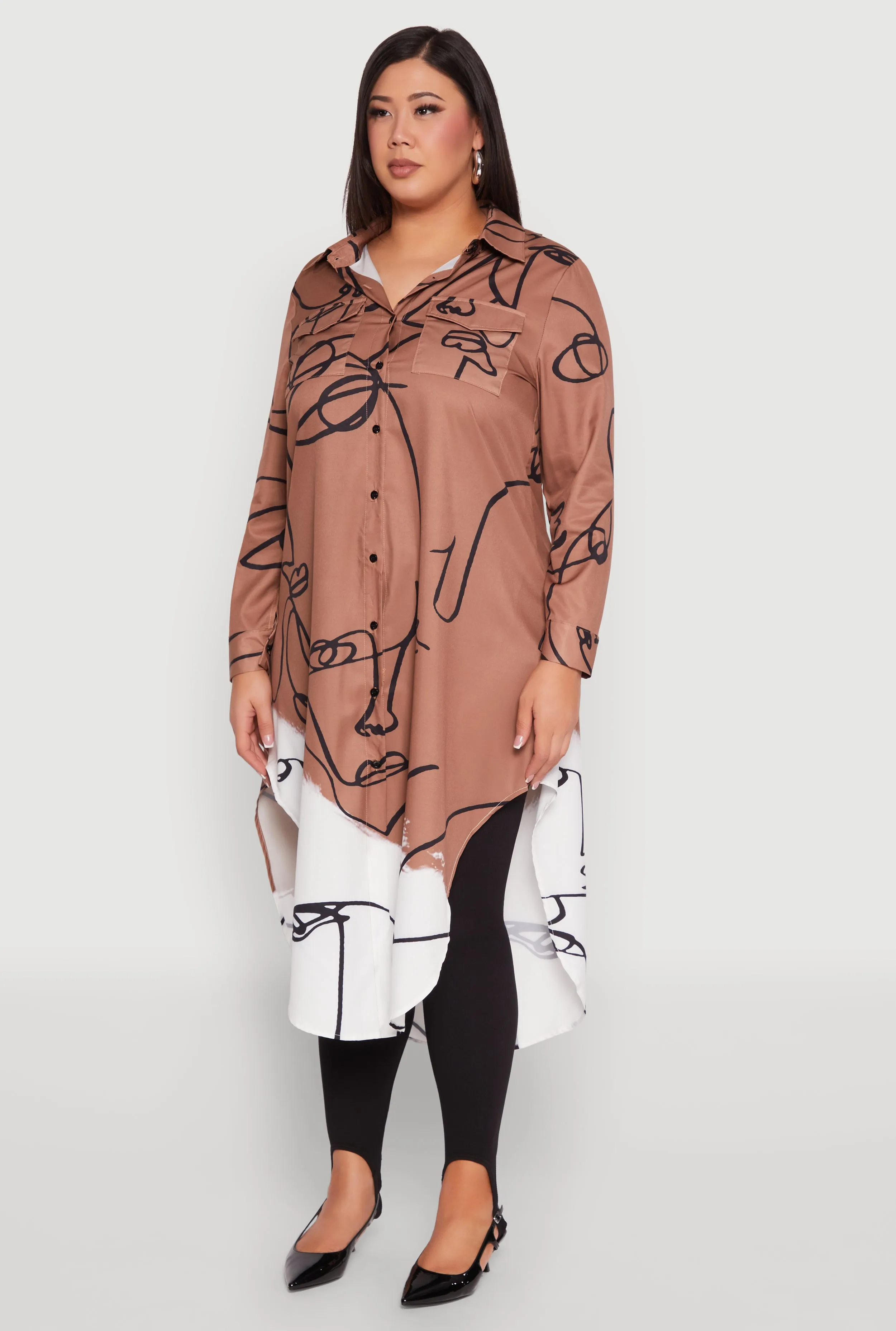 Plus Size Abstract Faces Button Front Maxi Top sold by Rainbow product image thumbnail 3