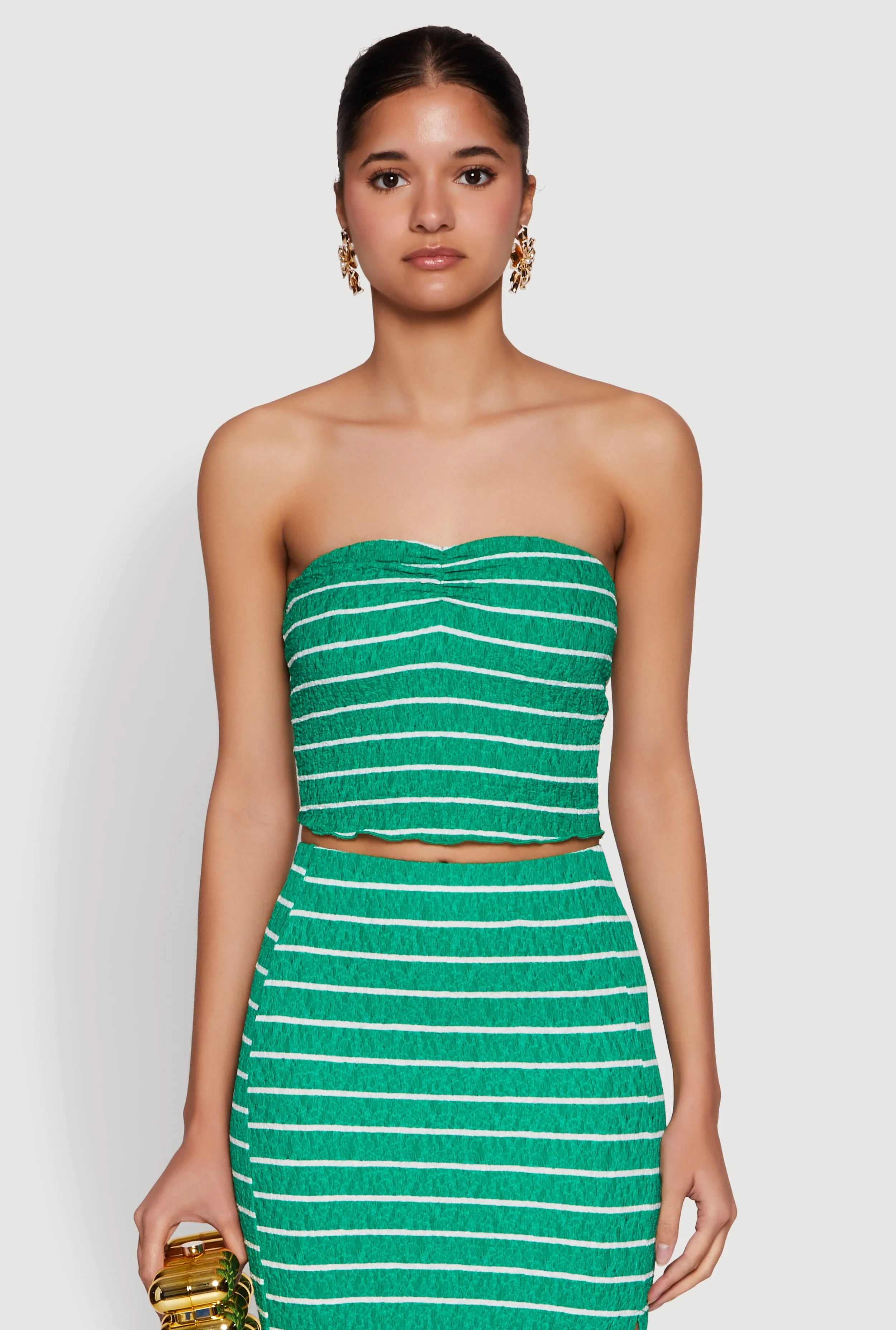 Almost Famous Striped Sweetheart Neckline Tube Top sold by Rainbow