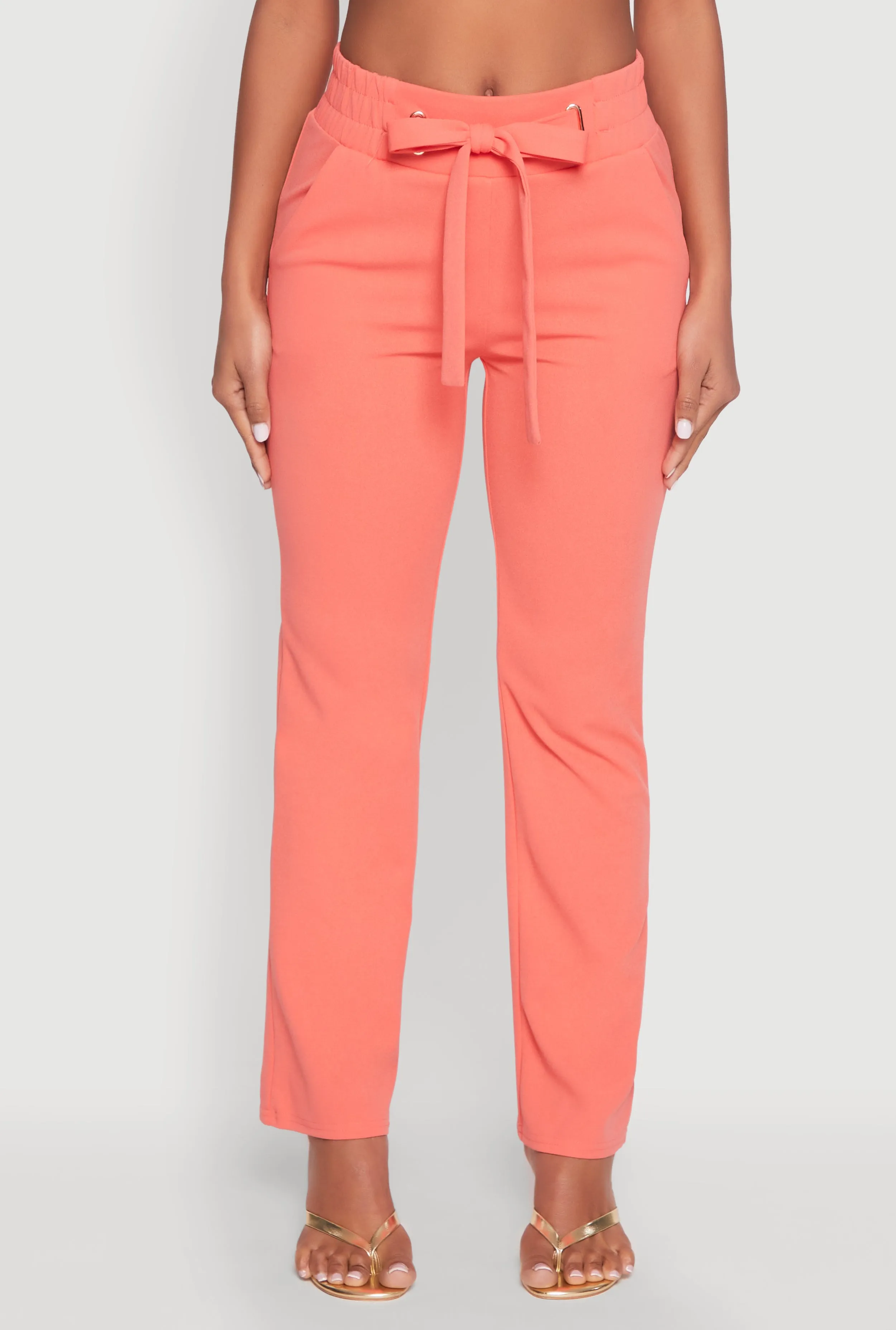 Crepe Knit Tie Front Dress Pants sold by Rainbow product image thumbnail 3