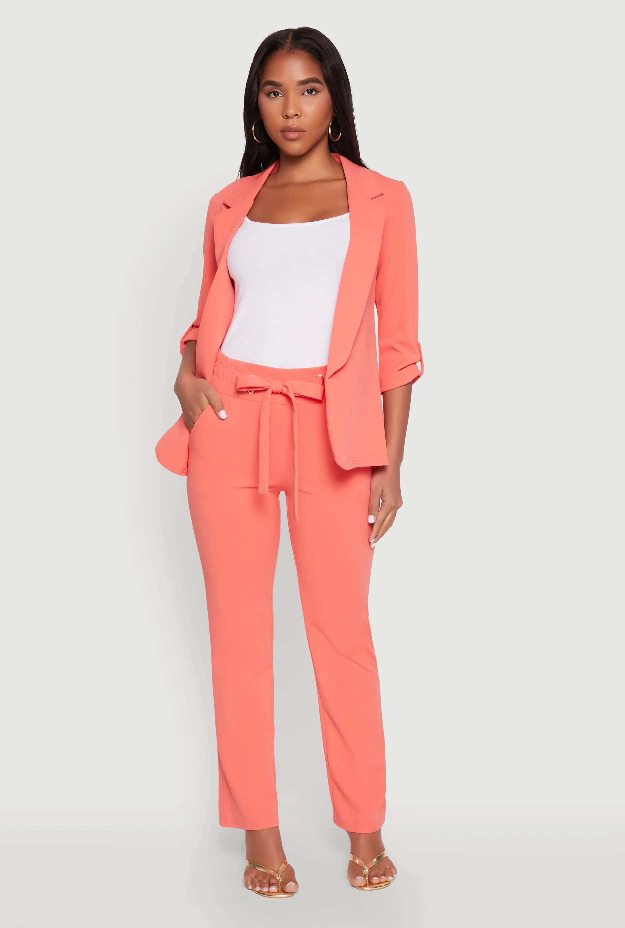 Crepe Knit Tie Front Dress Pants sold by Rainbow