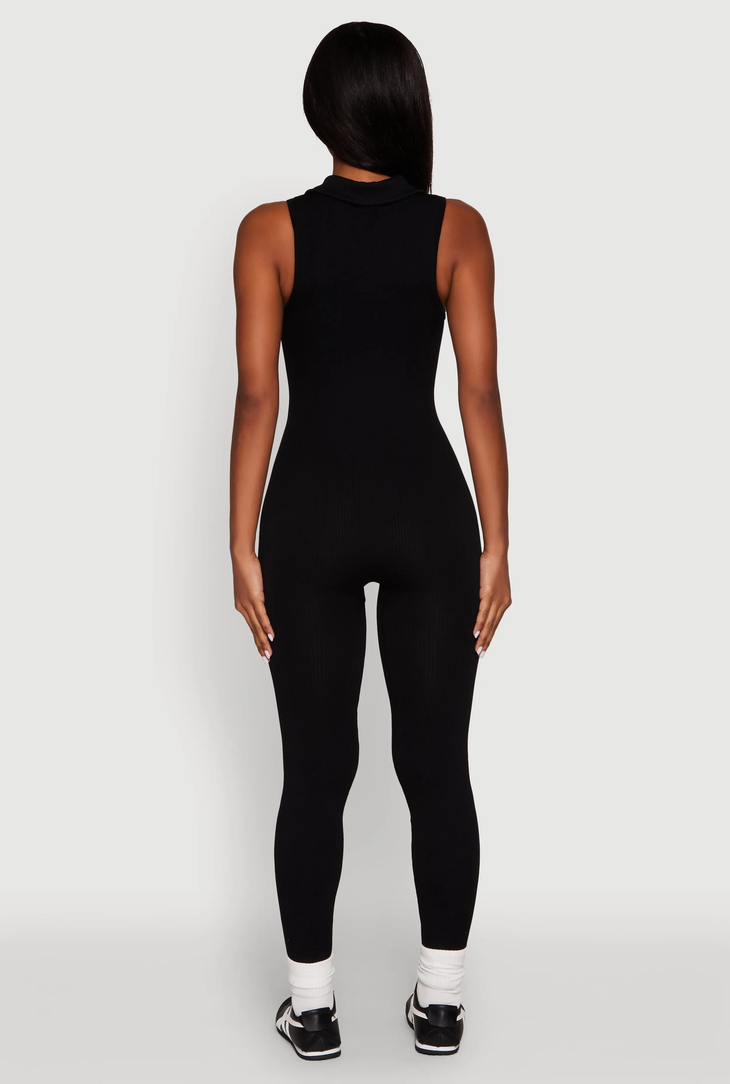 Ribbed Knit Collared Zip Front Jumpsuit sold by Rainbow product image thumbnail 5