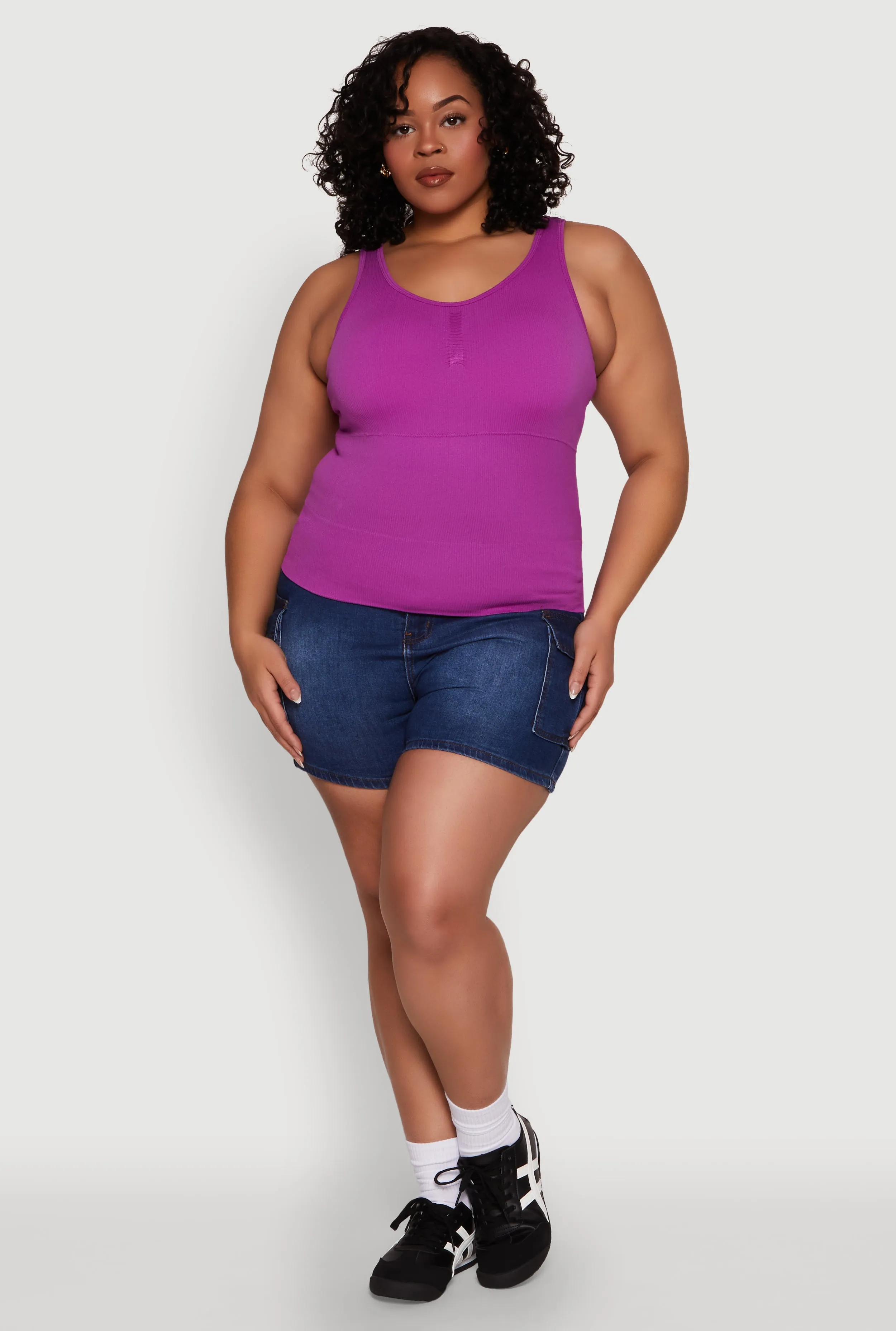 Plus Size Ribbed Knit Seamless Tank Top sold by Rainbow
