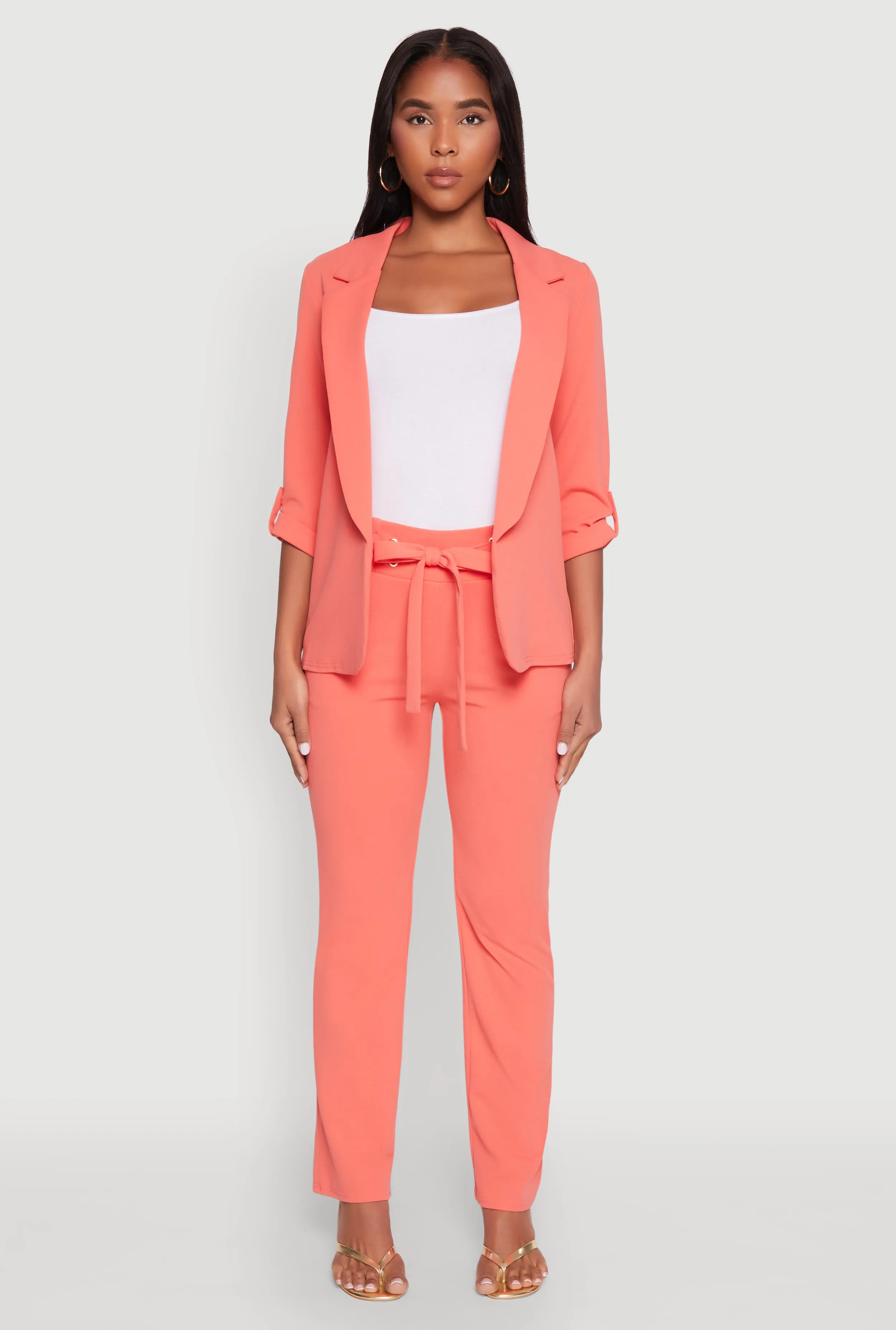 Tabbed Roll Sleeve Lapel Collar Blazer sold by Rainbow product image thumbnail 3