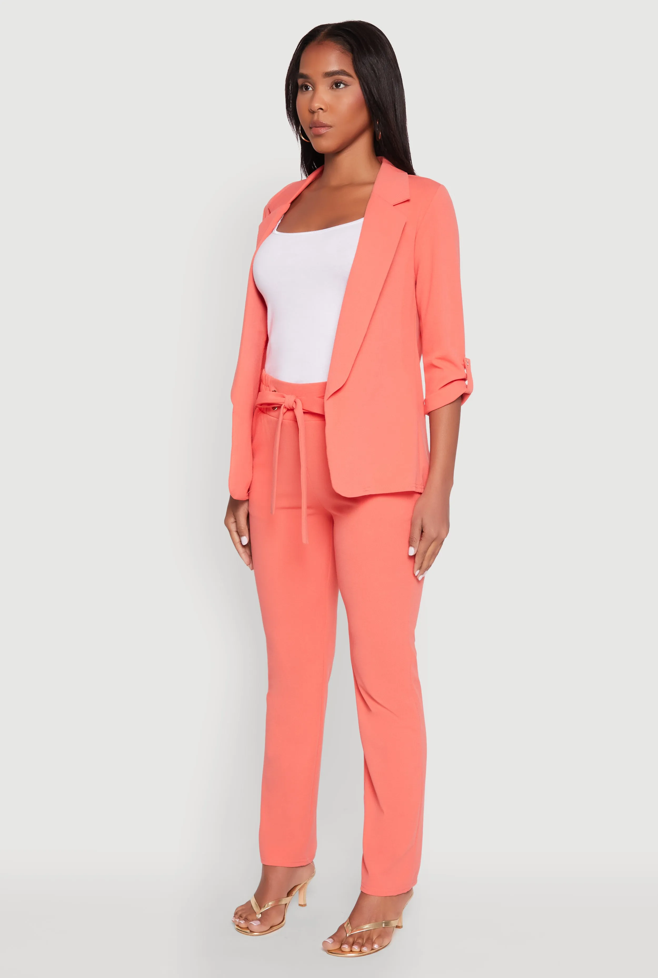 Tabbed Roll Sleeve Lapel Collar Blazer sold by Rainbow product image thumbnail 5