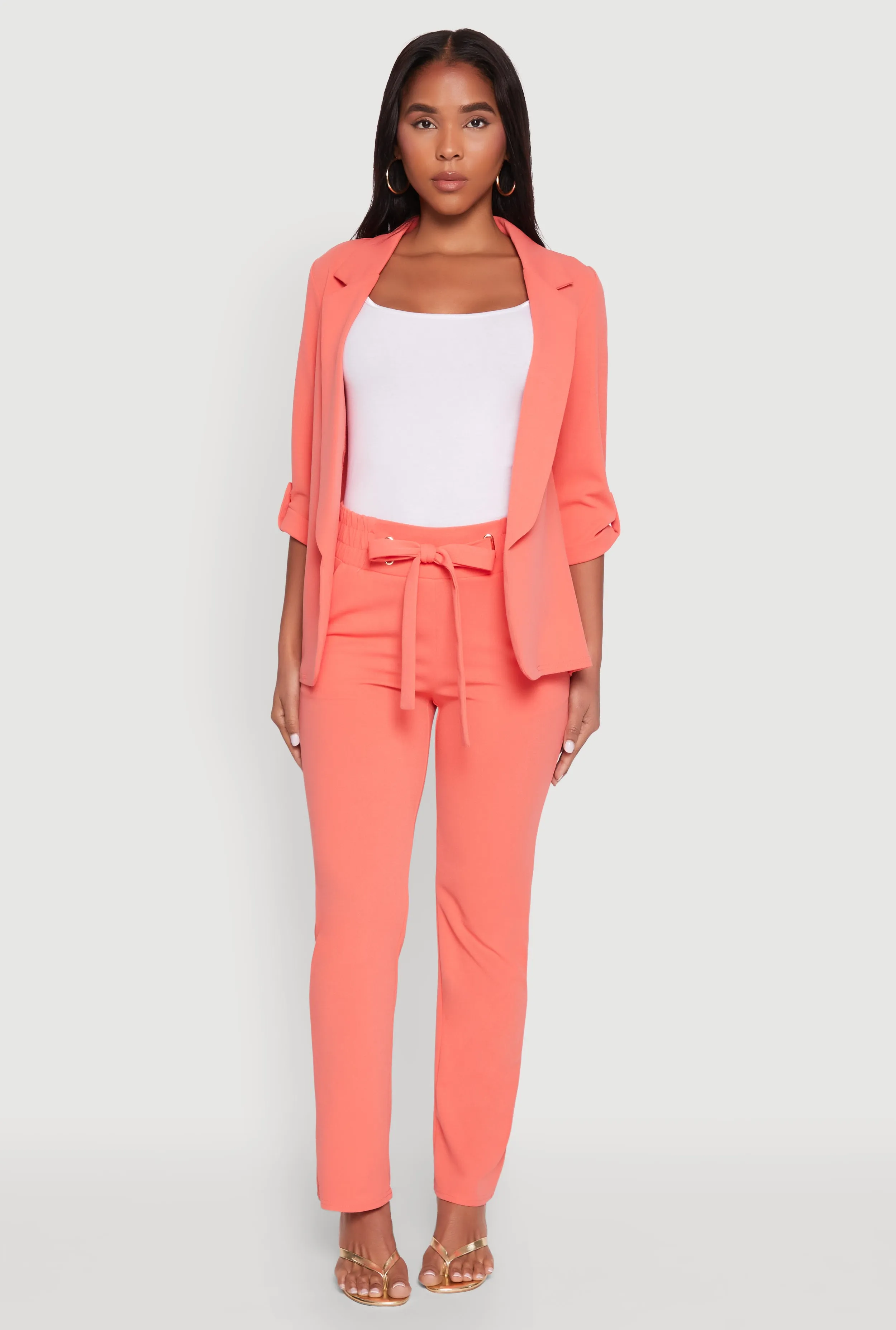 Tabbed Roll Sleeve Lapel Collar Blazer sold by Rainbow product image thumbnail 2