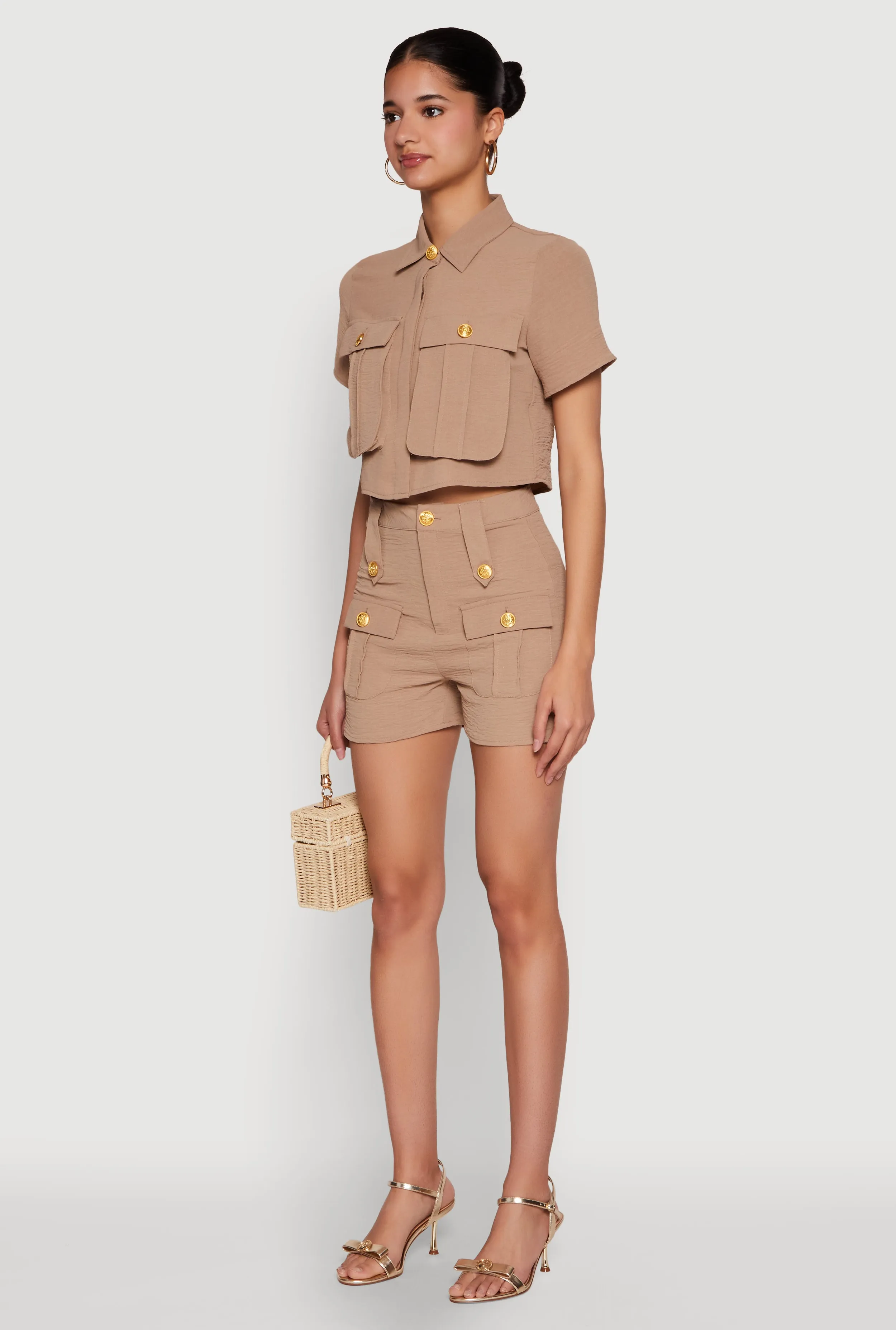 Airy Cargo Pocket Button Front Shirt sold by Rainbow product image thumbnail 5