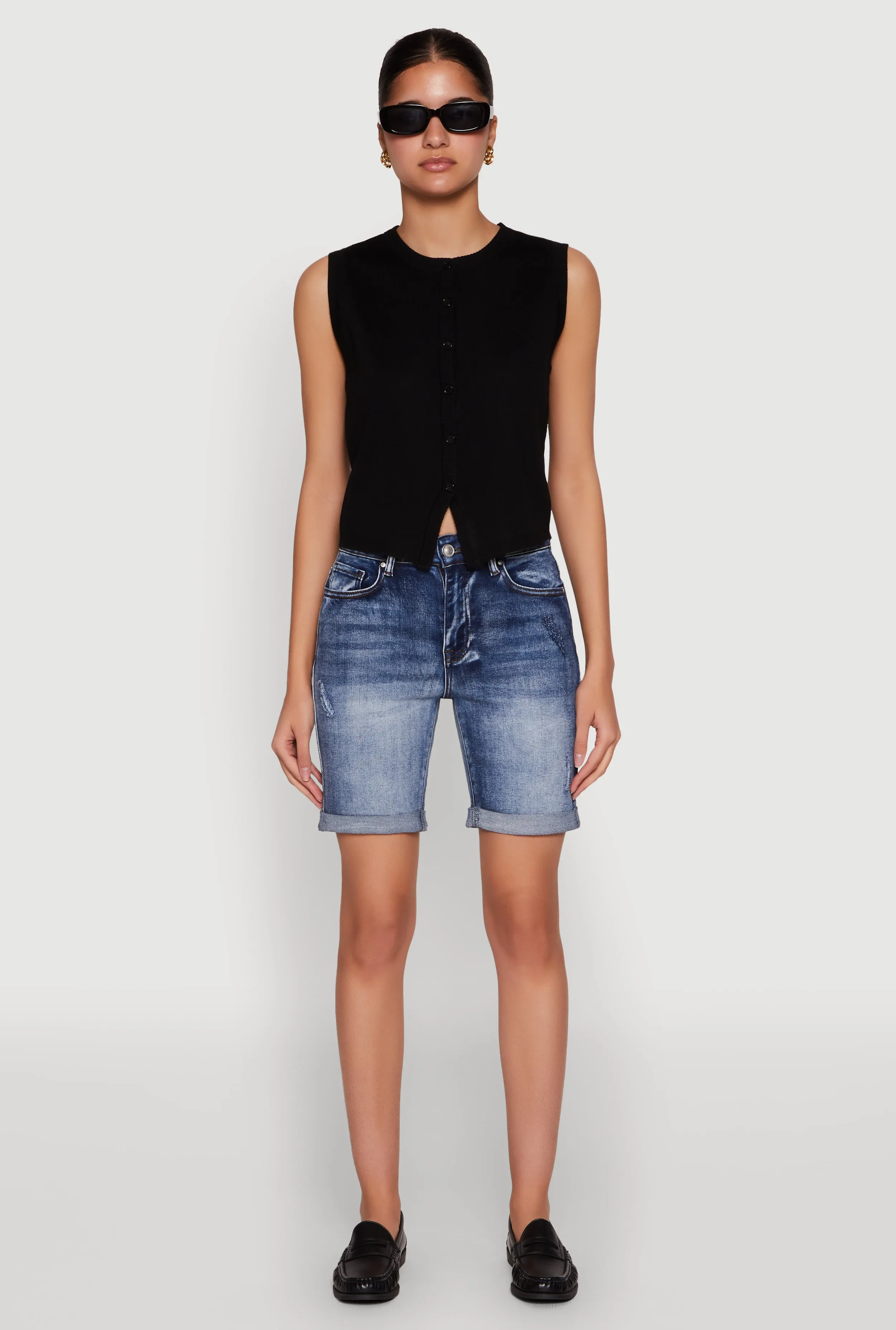 WAX Fixed Cuff Denim Bermuda Shorts sold by Rainbow product image thumbnail 2