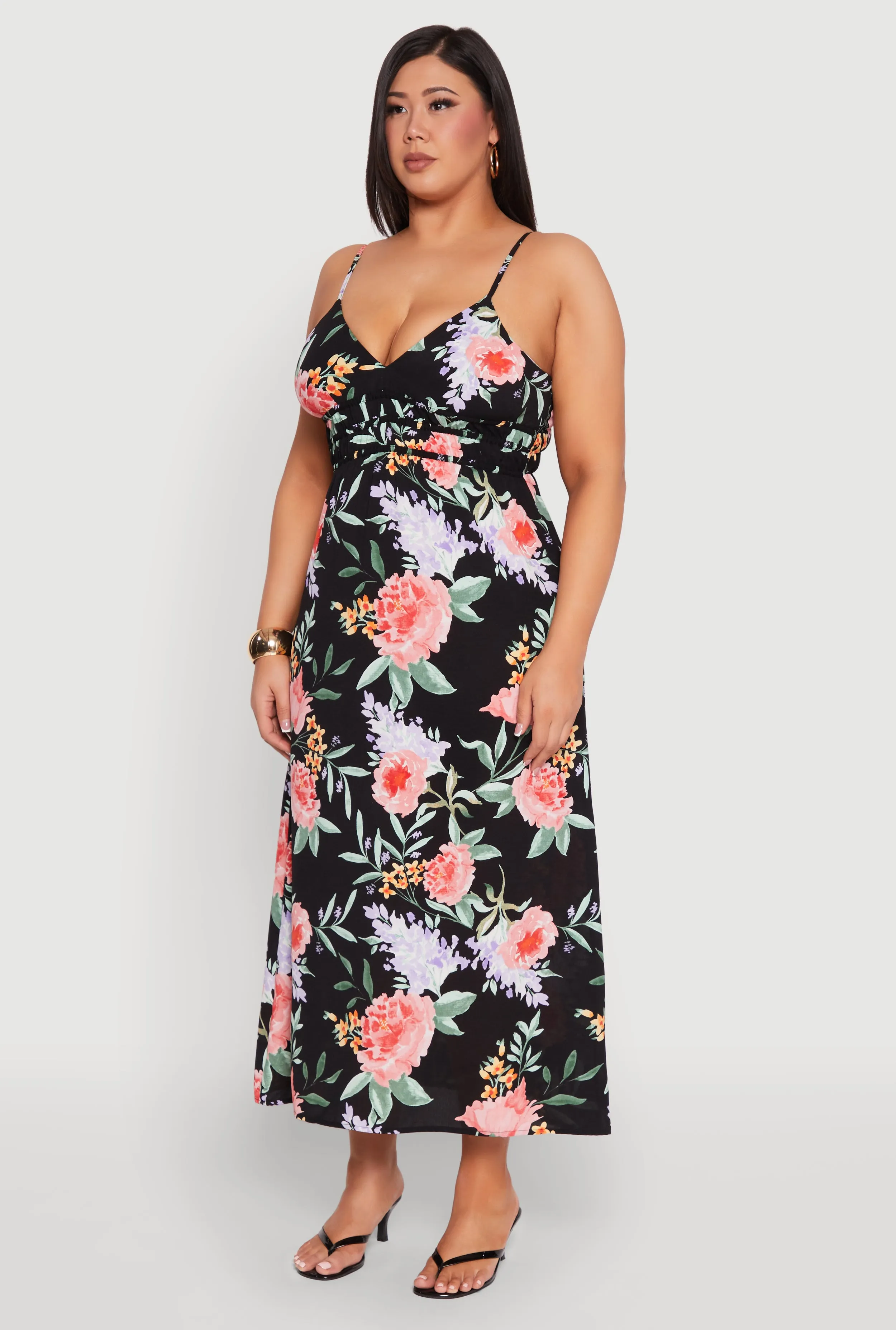 Plus Size Floral Print Maxi Empire Waist Dress sold by Rainbow product image thumbnail 3
