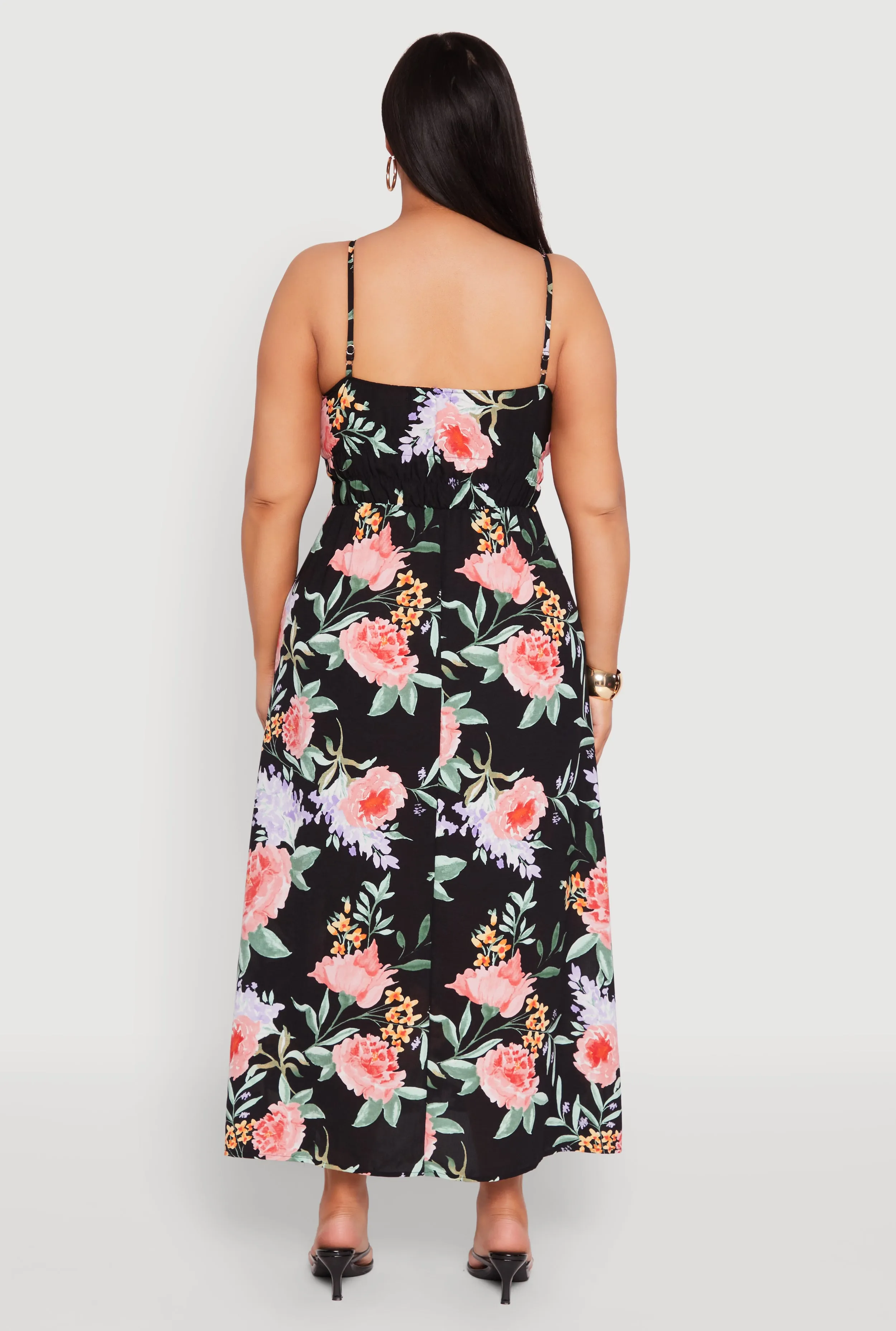 Plus Size Floral Print Maxi Empire Waist Dress sold by Rainbow product image thumbnail 5