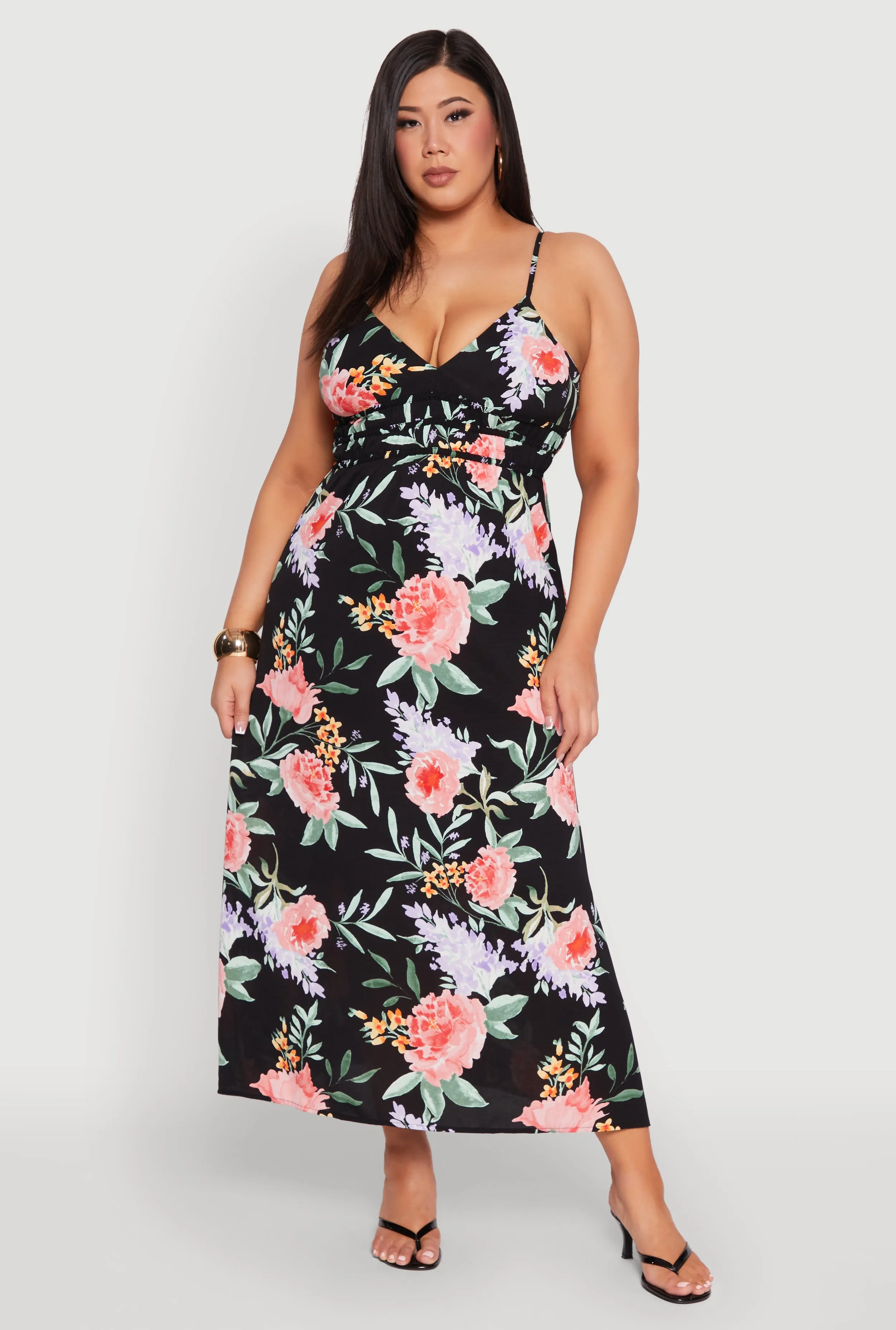 Plus Size Floral Print Maxi Empire Waist Dress sold by Rainbow product image thumbnail 2