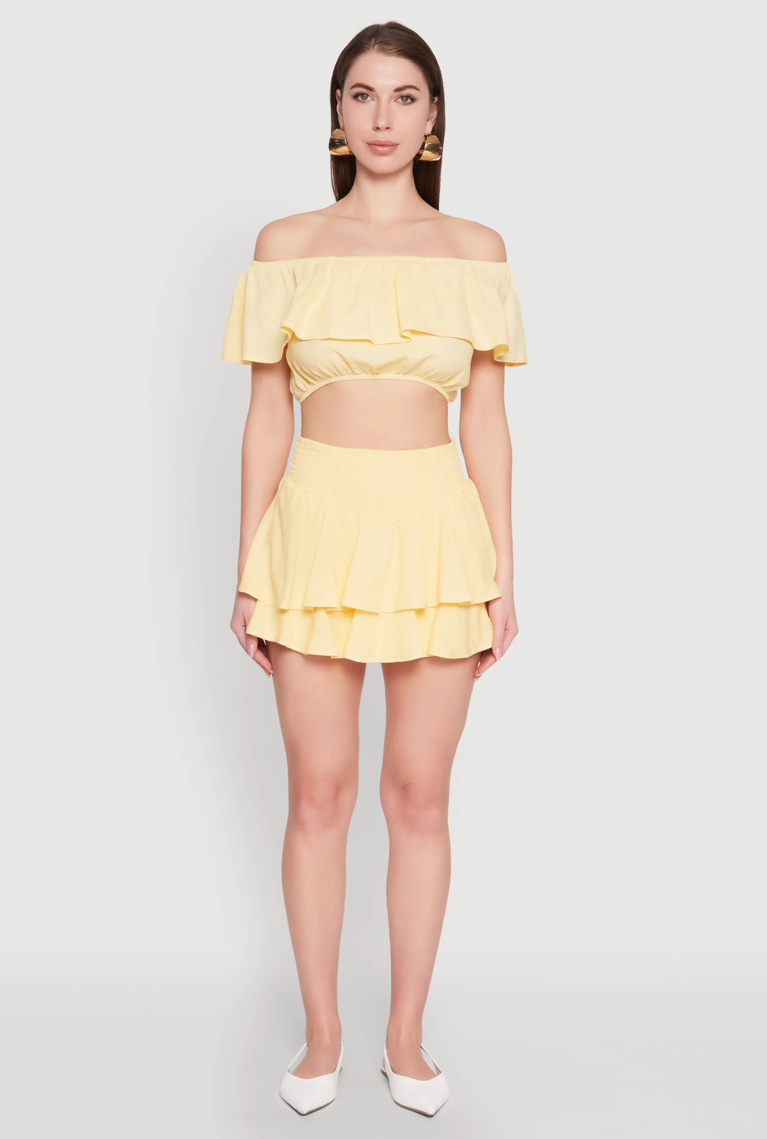 Almost Famous Smocked Waist Tiered Mini Skirt sold by Rainbow product image thumbnail 2