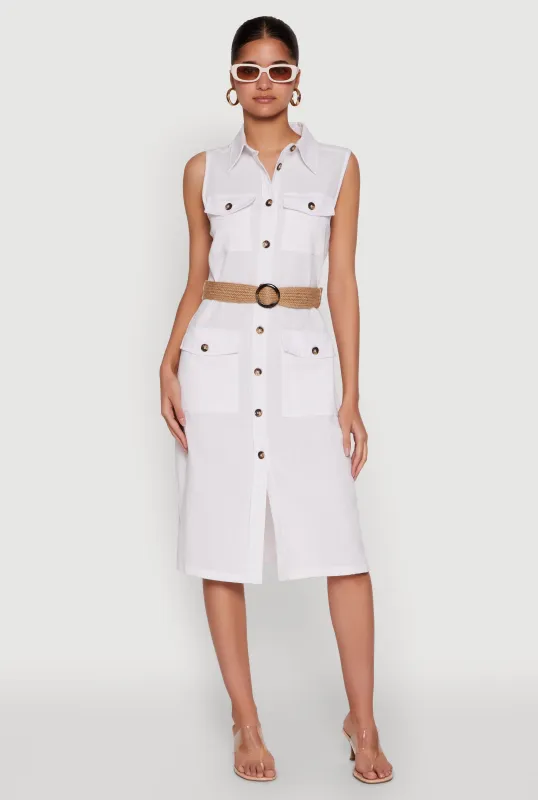 O Ring Belted Sleeveless Utility Dress sold by Rainbow
