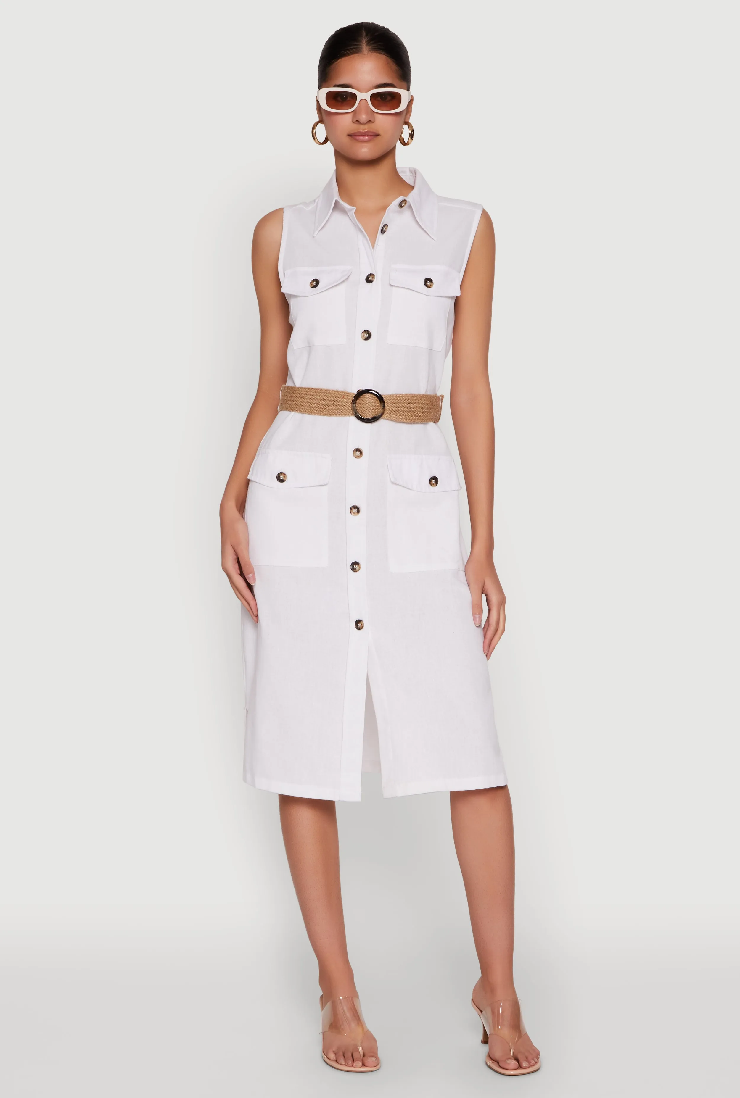 O Ring Belted Sleeveless Utility Dress sold by Rainbow