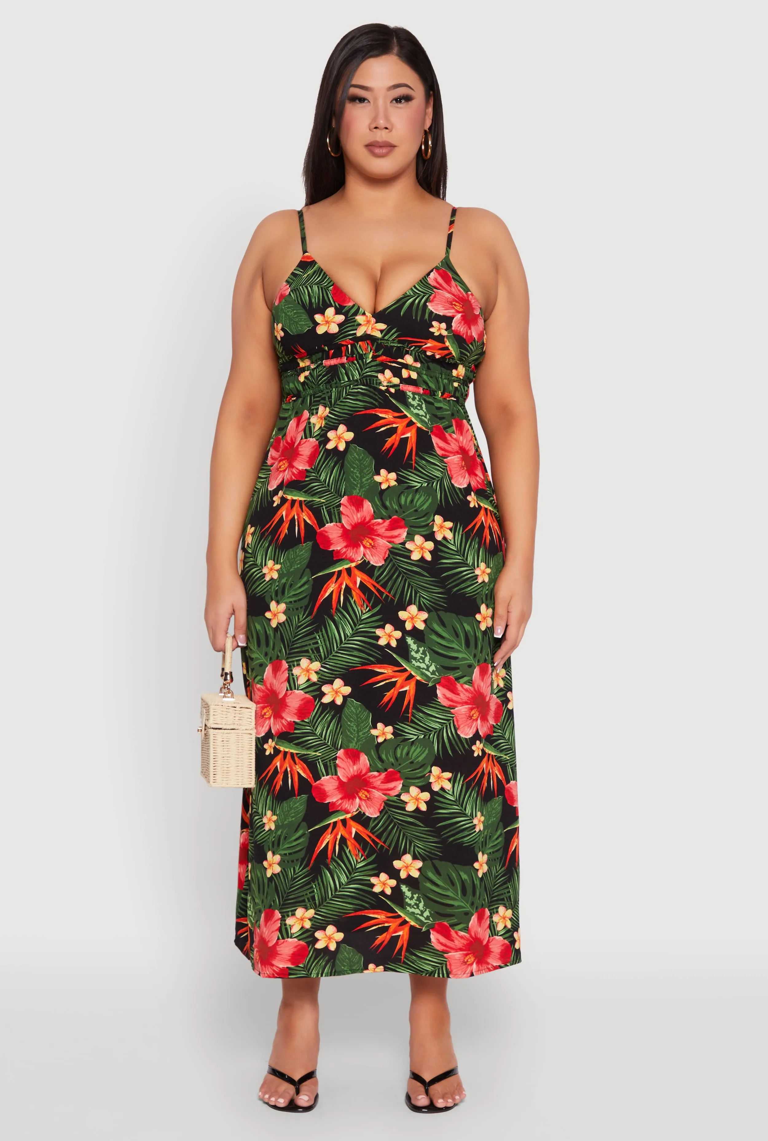 Plus Size Airy Floral Print Maxi Empire Waist Dress sold by Rainbow product image thumbnail 2