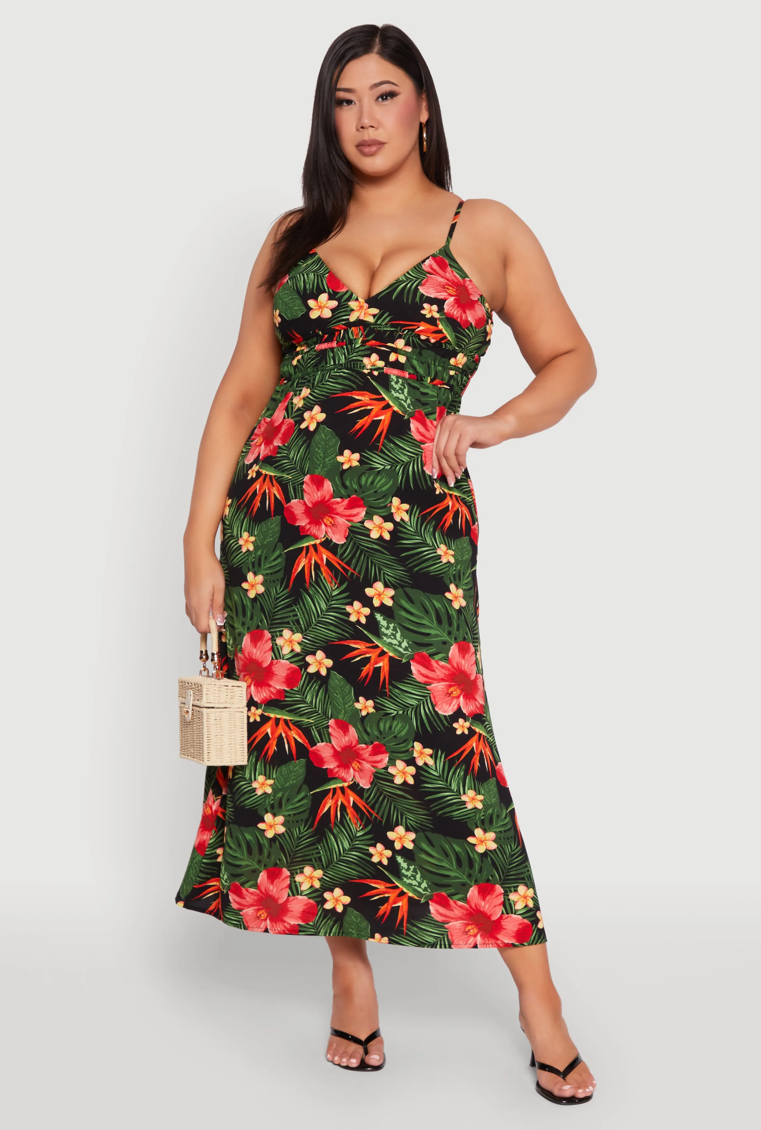 Plus Size Airy Floral Print Maxi Empire Waist Dress sold by Rainbow