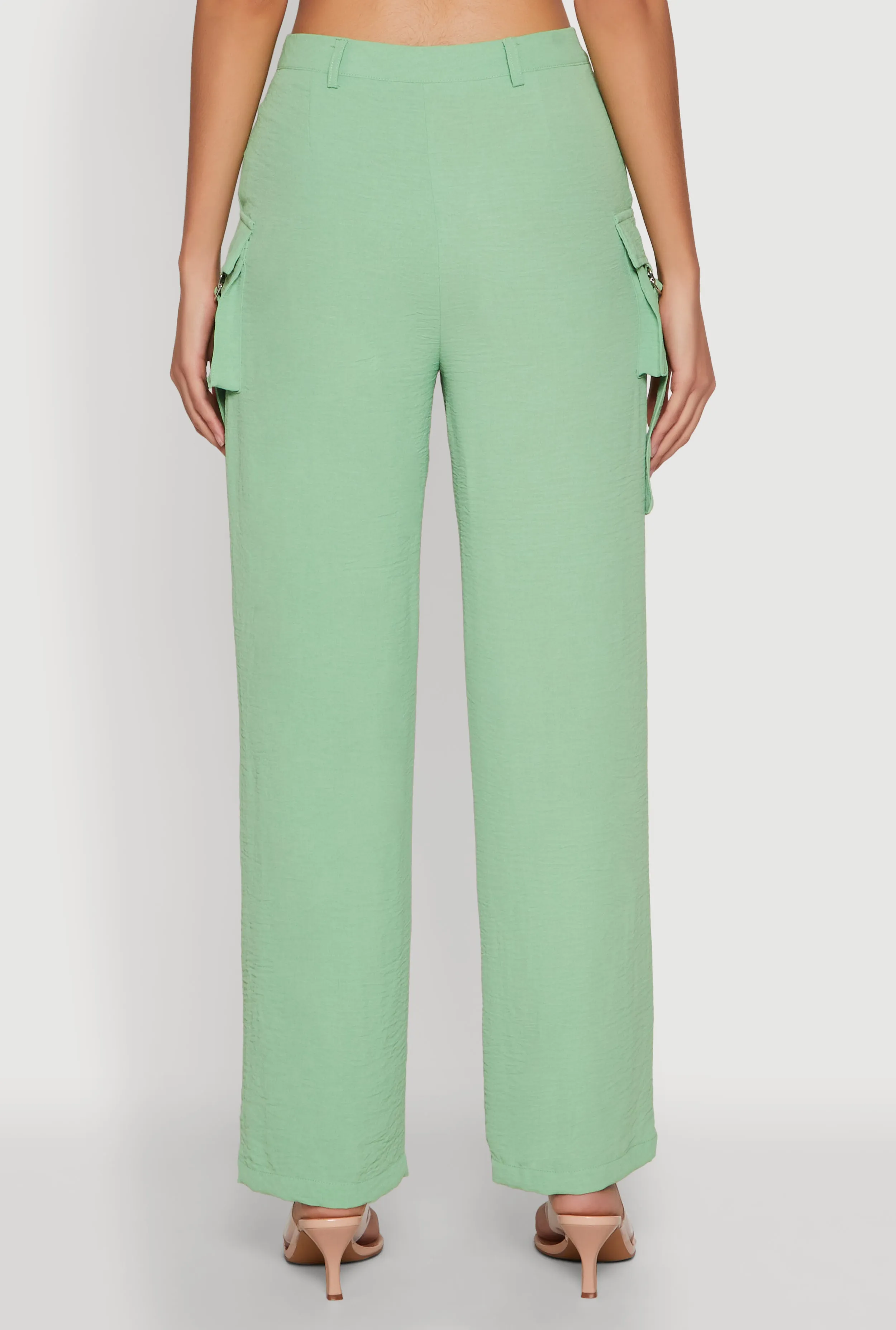 Airy High Waisted Cargo Pocket Pants sold by Rainbow product image thumbnail 5