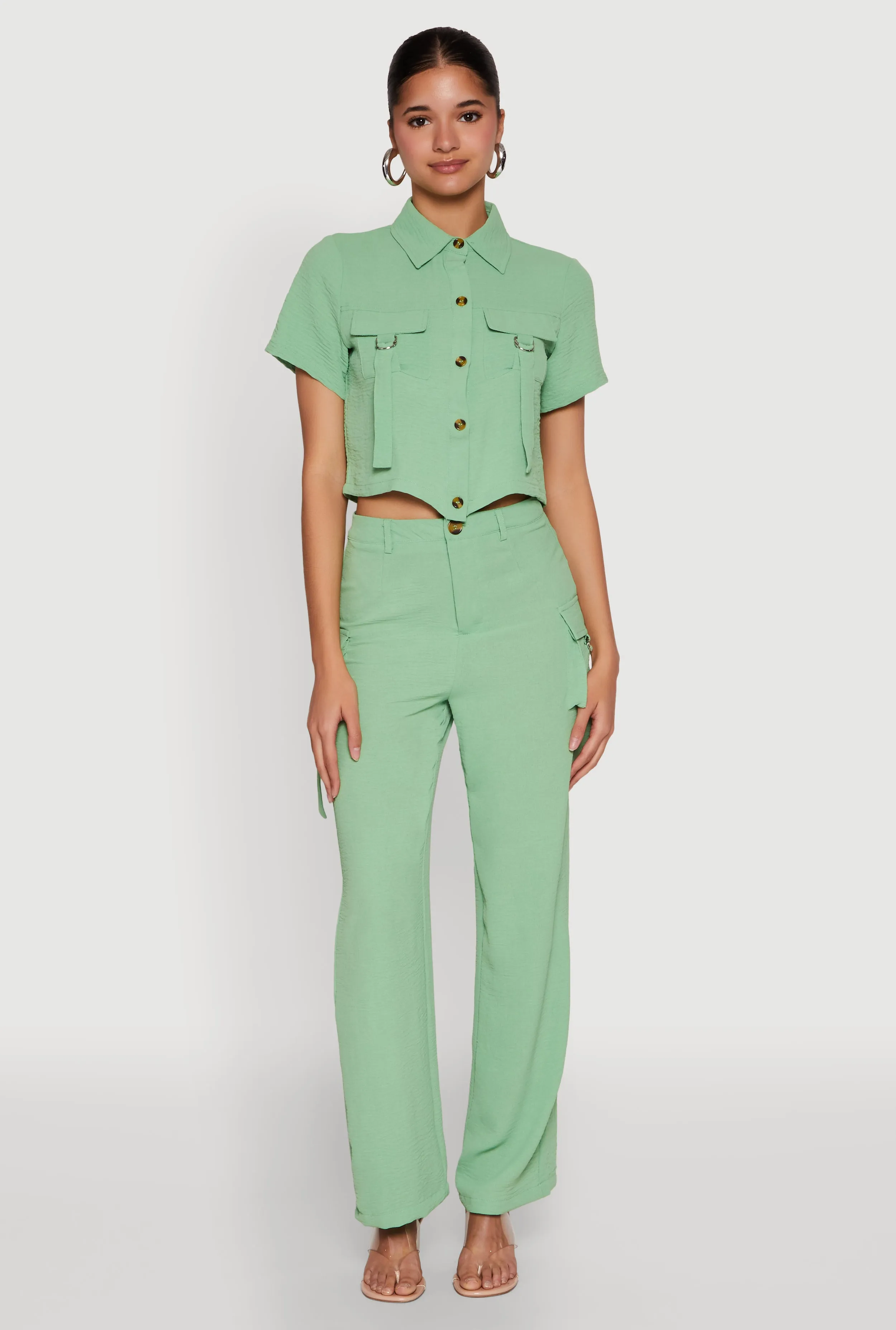 Airy High Waisted Cargo Pocket Pants sold by Rainbow