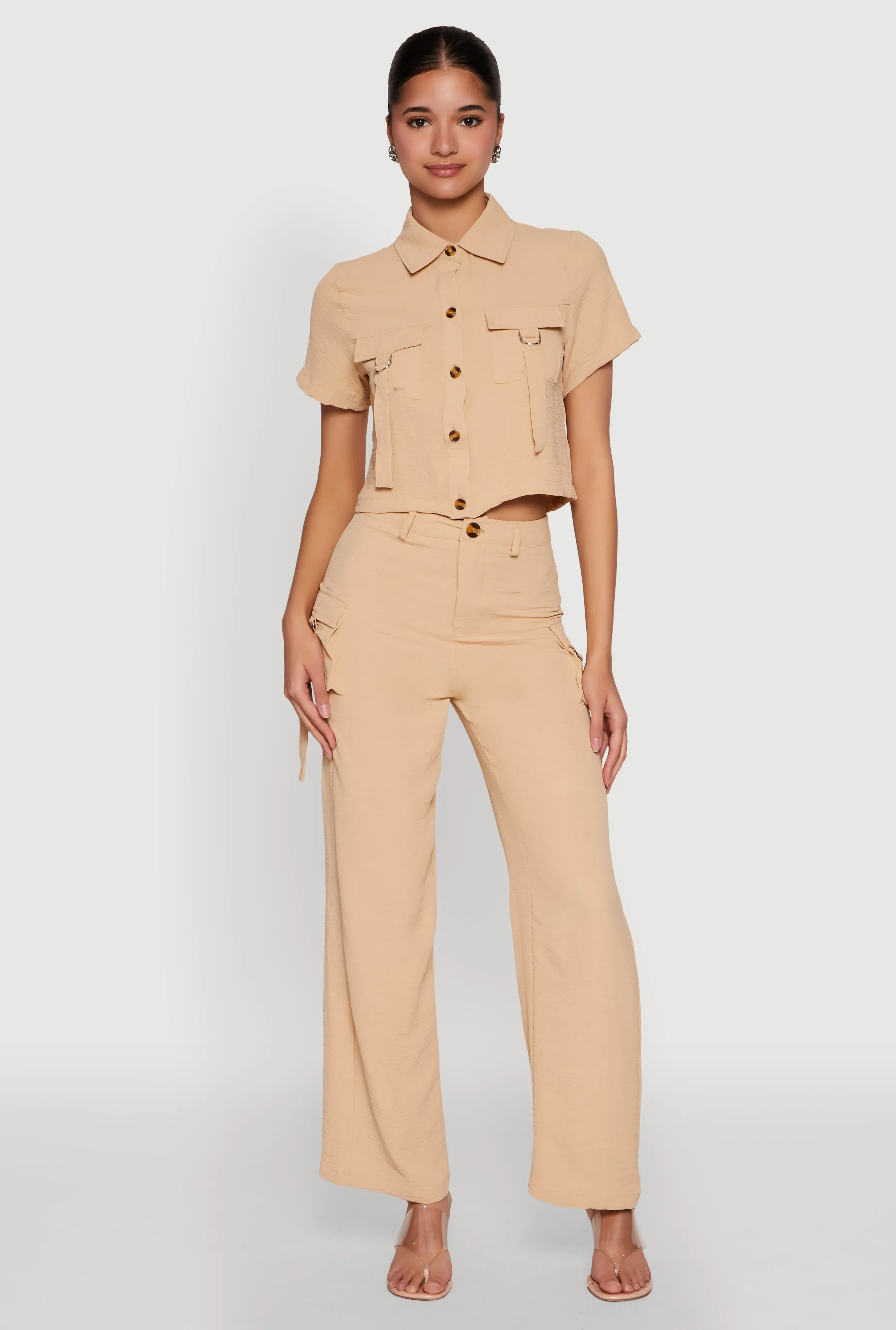 Airy High Waisted Cargo Pocket Pants sold by Rainbow