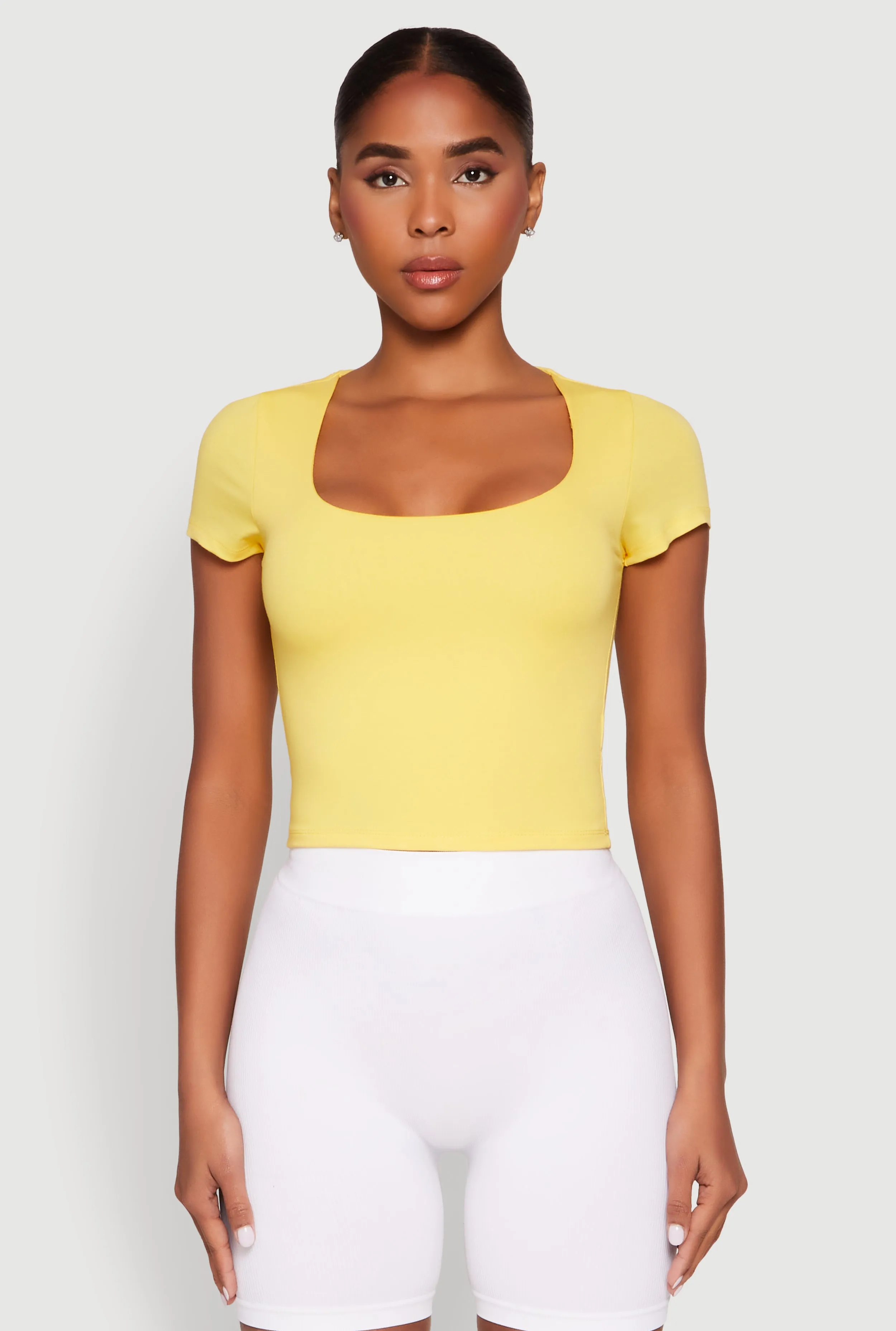Basic Scoop Neck Cropped Tee sold by Rainbow product image thumbnail 2