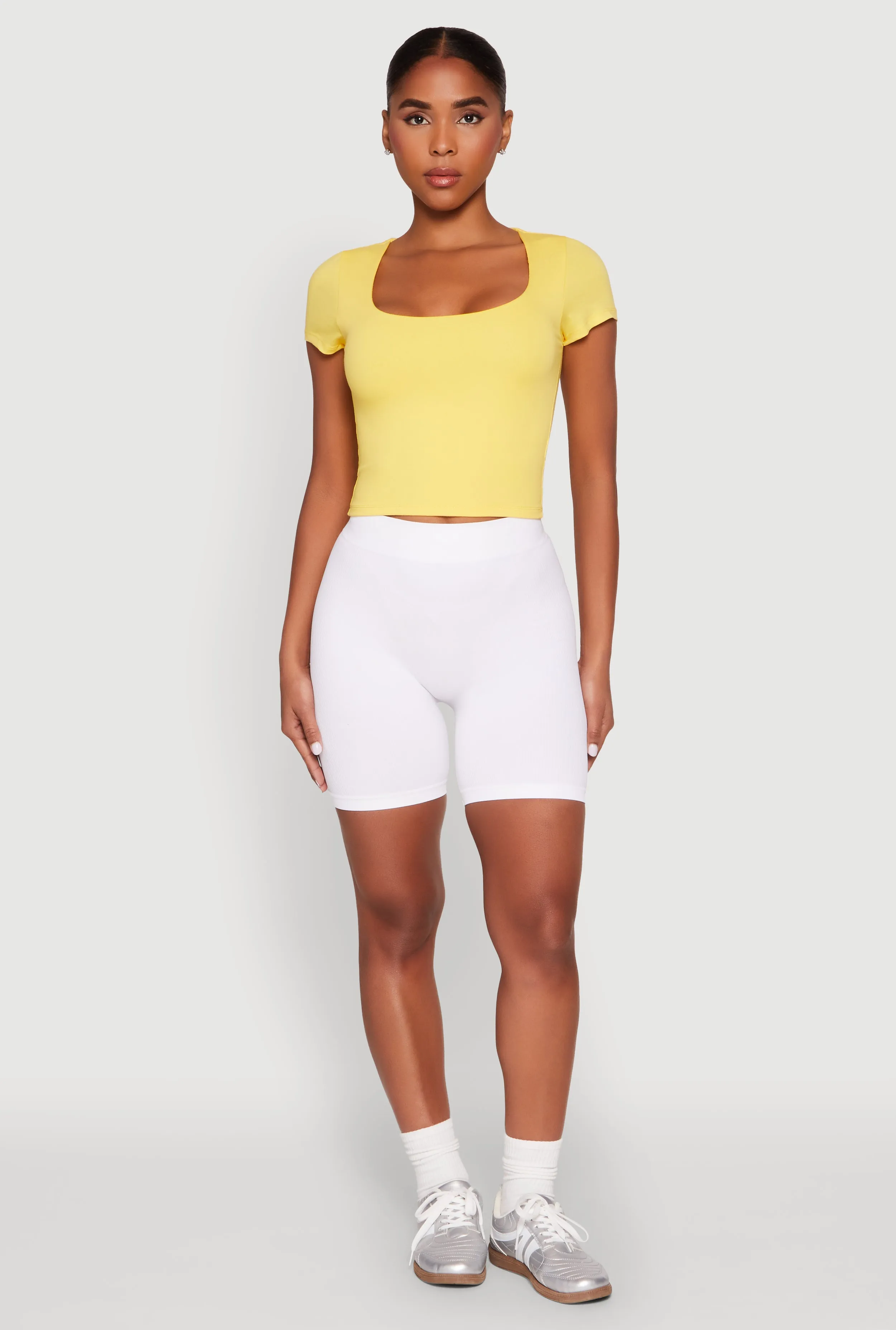 Basic Scoop Neck Cropped Tee sold by Rainbow