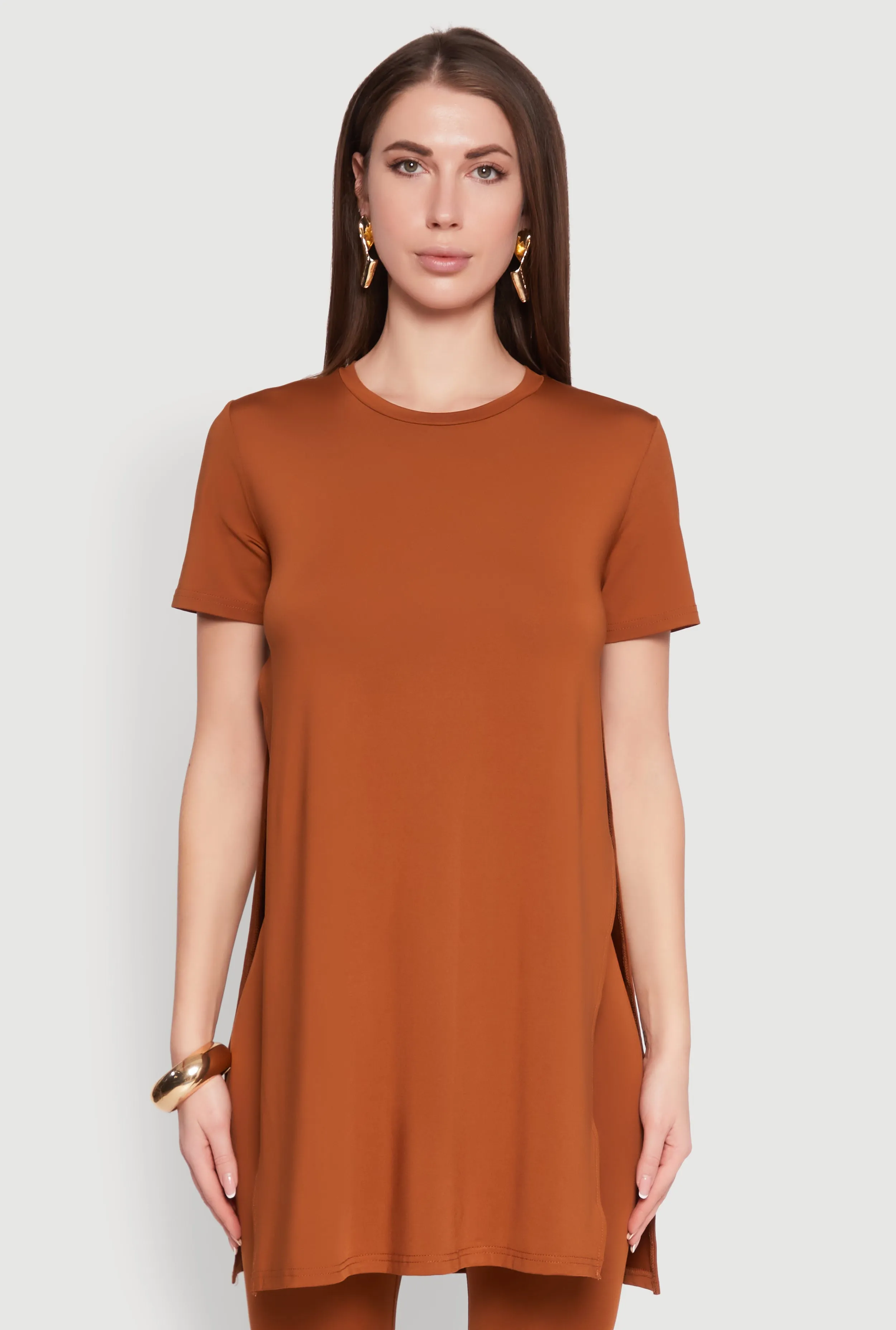 Daisy Side Slit Crew Neck Tunic Top sold by Rainbow