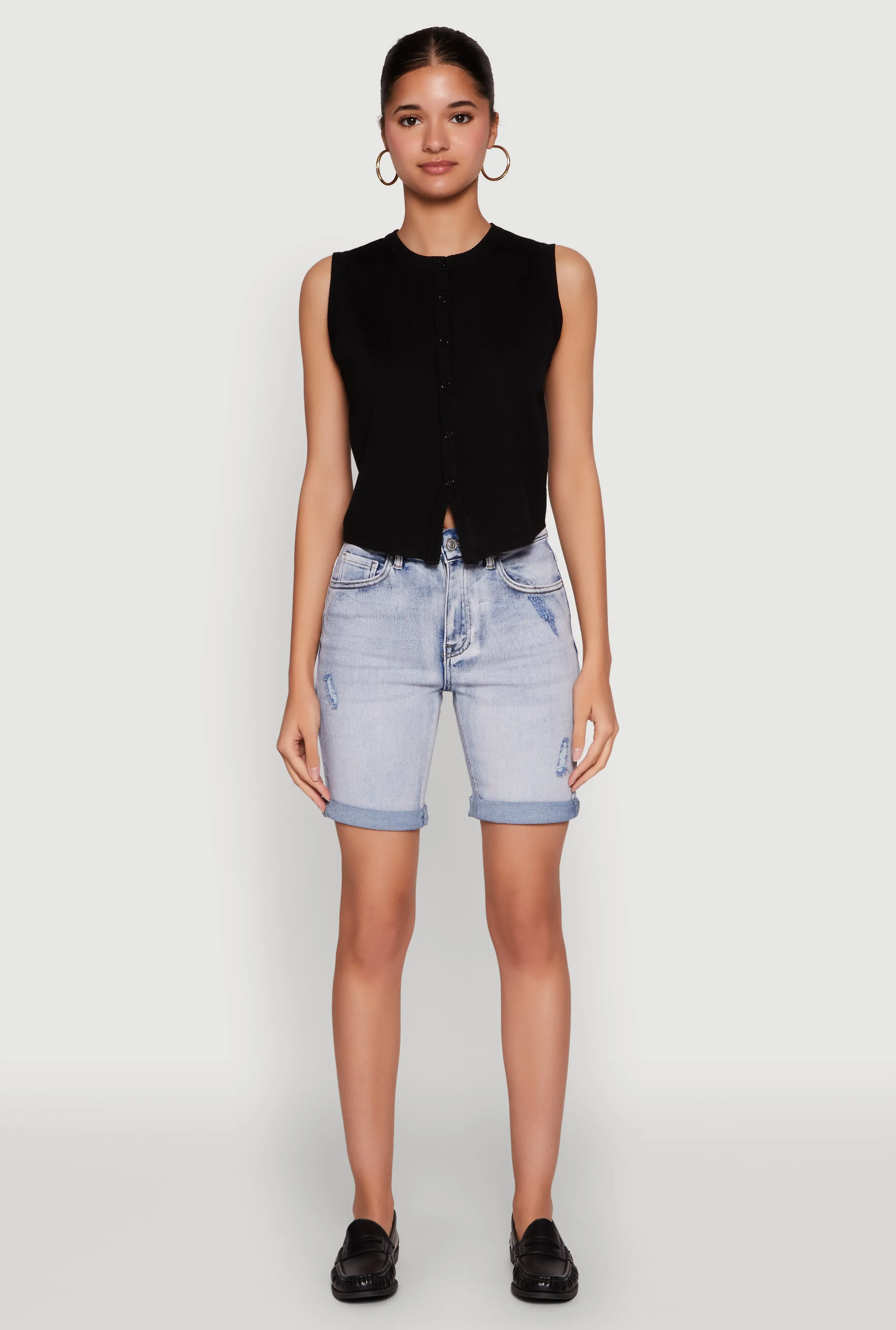 WAX Fixed Cuff Denim Bermuda Shorts sold by Rainbow product image thumbnail 2