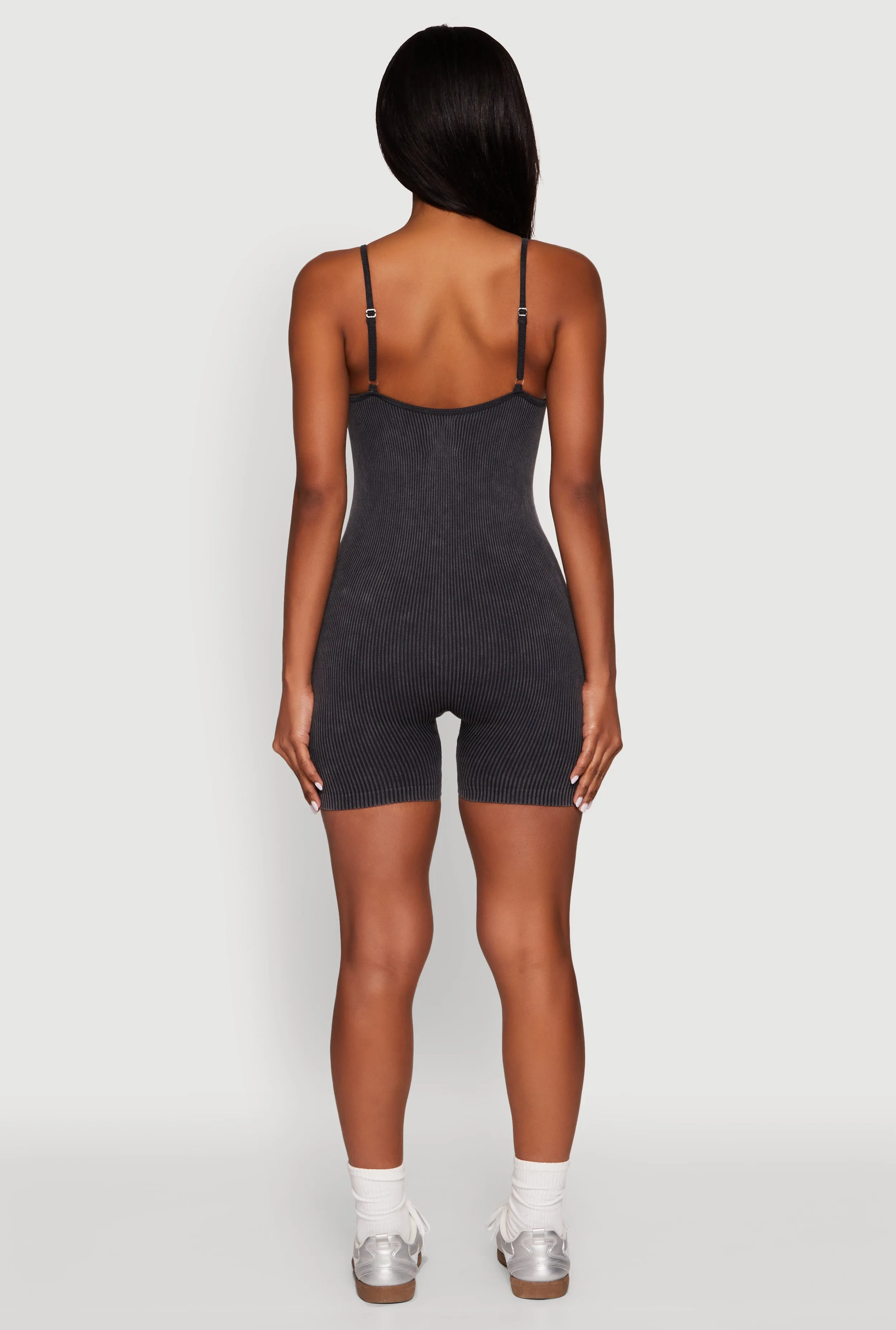 Mineral Wash Rib Knit Scoop Neck Cami Romper sold by Rainbow product image thumbnail 5