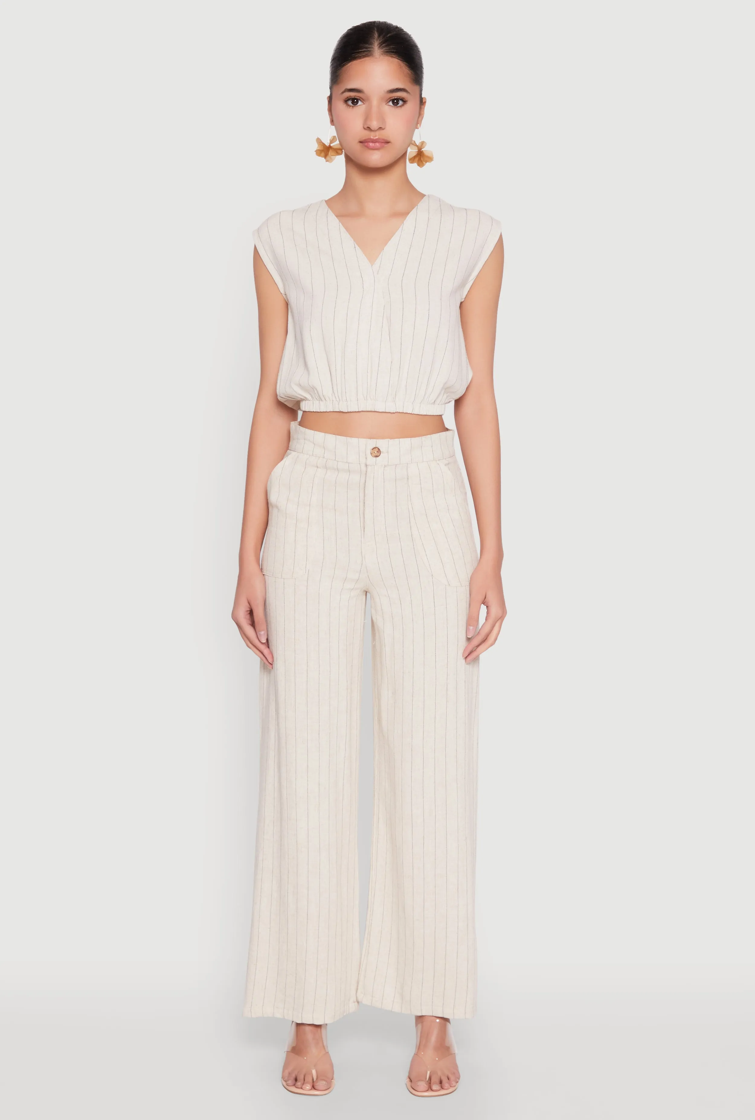 Cap Sleeve Faux Wrap Crop Top sold by Rainbow product image thumbnail 3