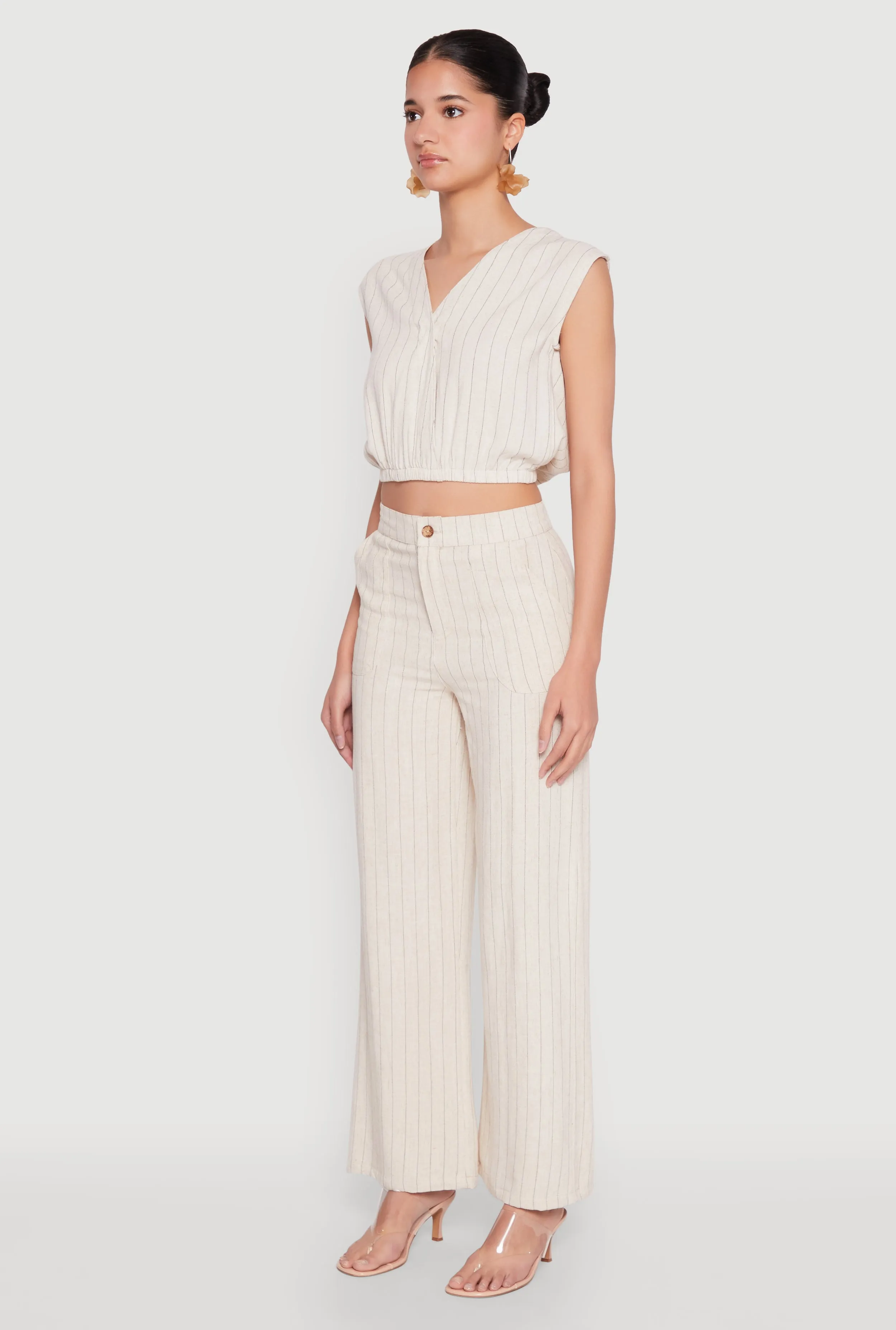 Cap Sleeve Faux Wrap Crop Top sold by Rainbow product image thumbnail 5