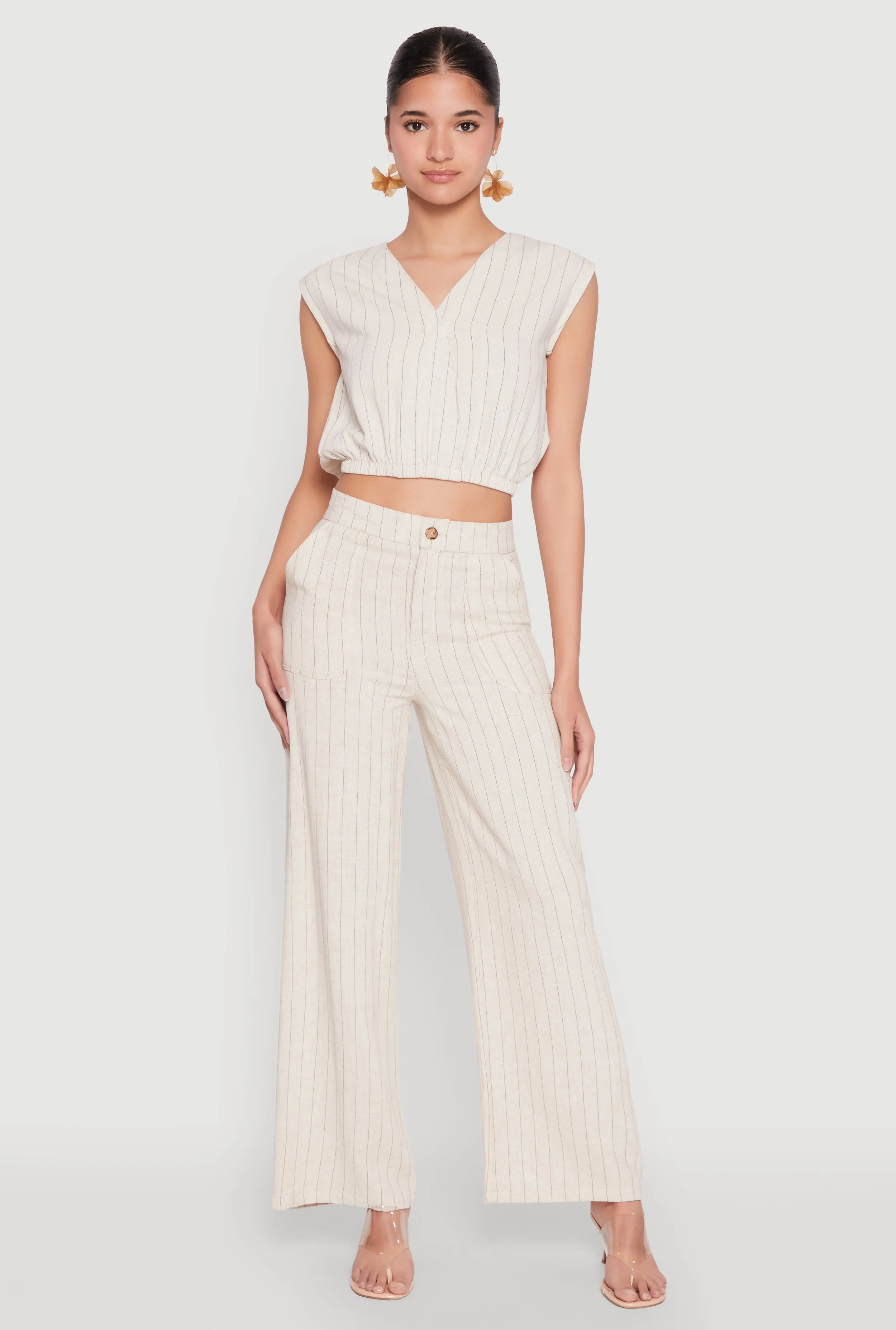 Cap Sleeve Faux Wrap Crop Top sold by Rainbow product image thumbnail 2