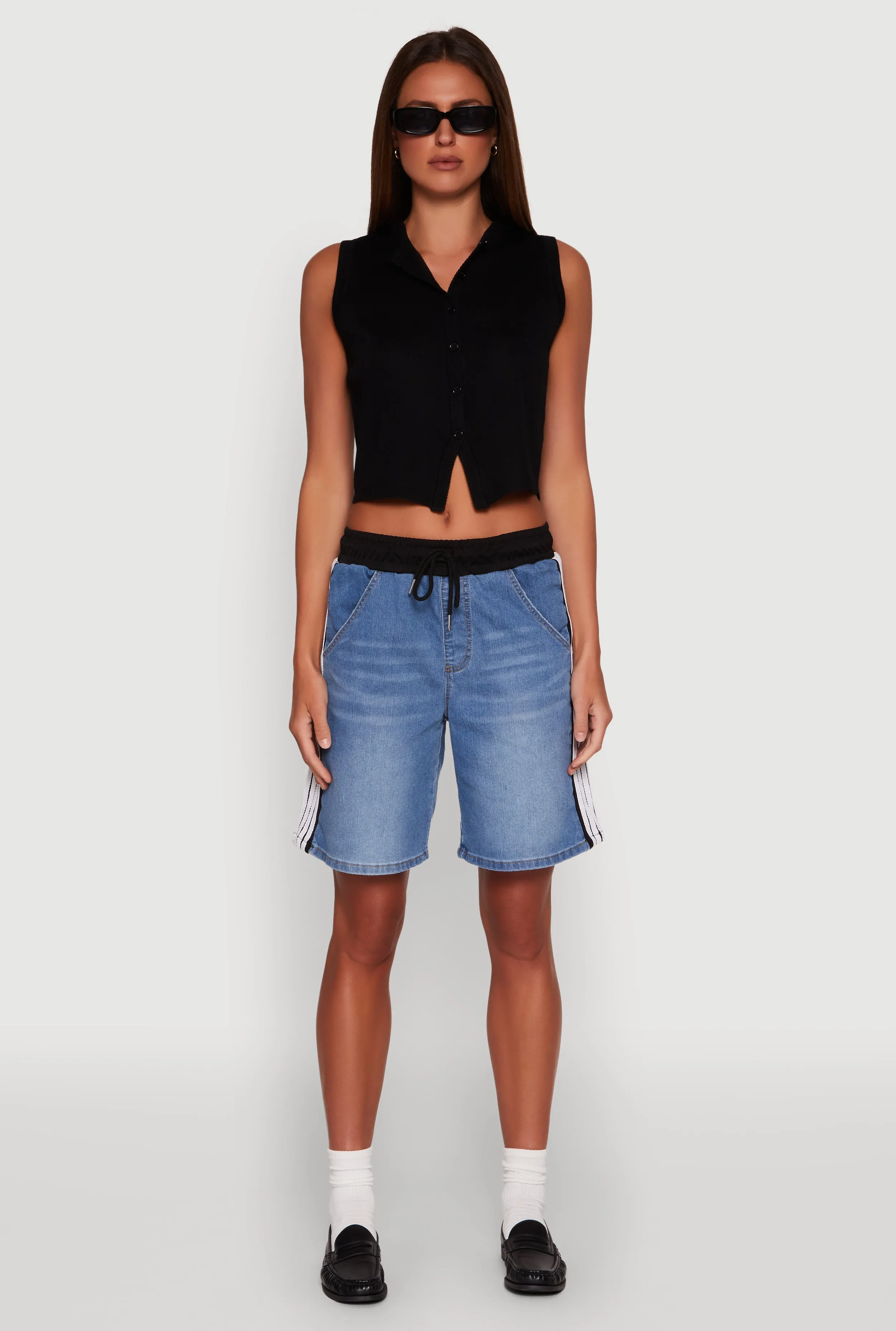 Almost Famous Varsity Stripe Side Waistband Jorts sold by Rainbow product image thumbnail 2