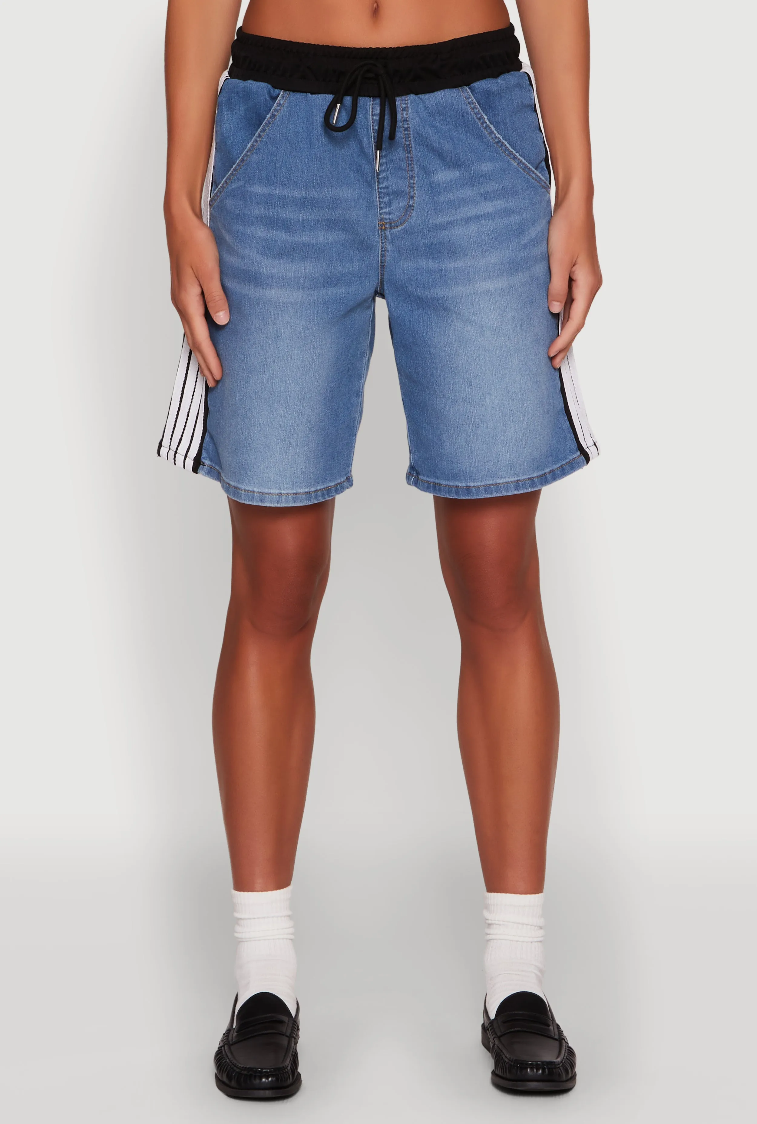 Almost Famous Varsity Stripe Side Waistband Jorts sold by Rainbow product image thumbnail 5