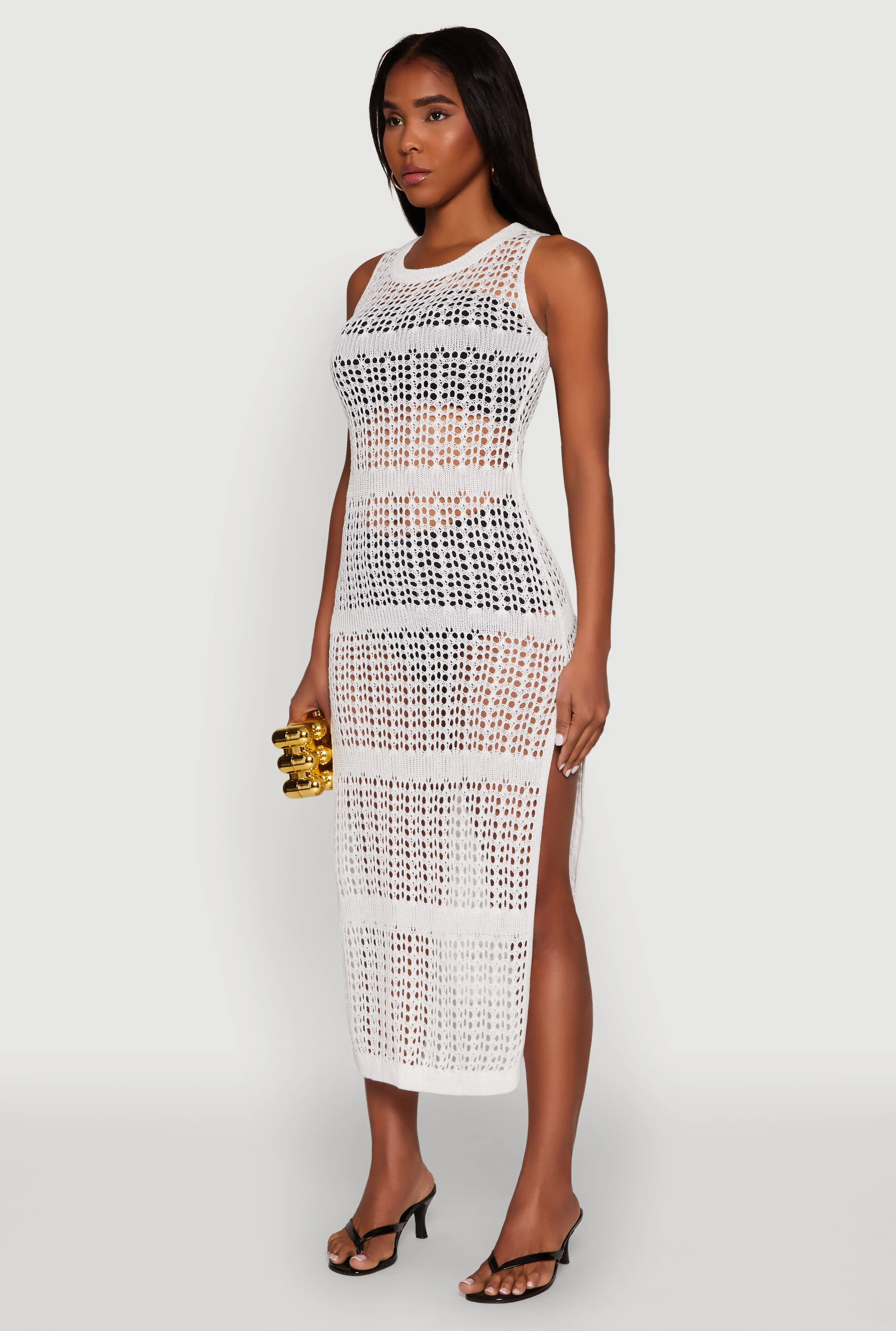 Side Slit Crochet Midi Dress sold by Rainbow product image thumbnail 3