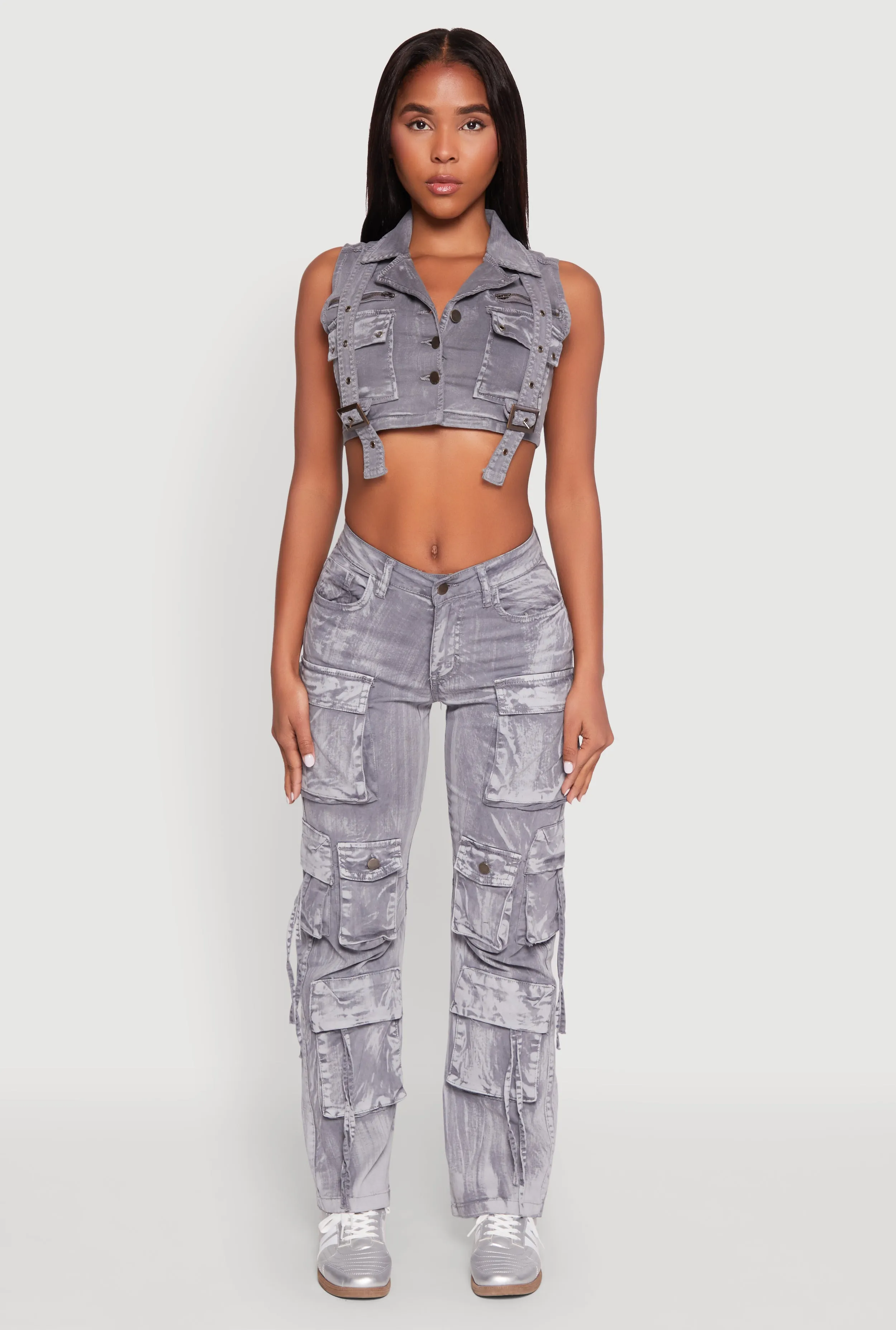 Spoon Jeans Mineral Wash Denim Cargo Vest sold by Rainbow product image thumbnail 3