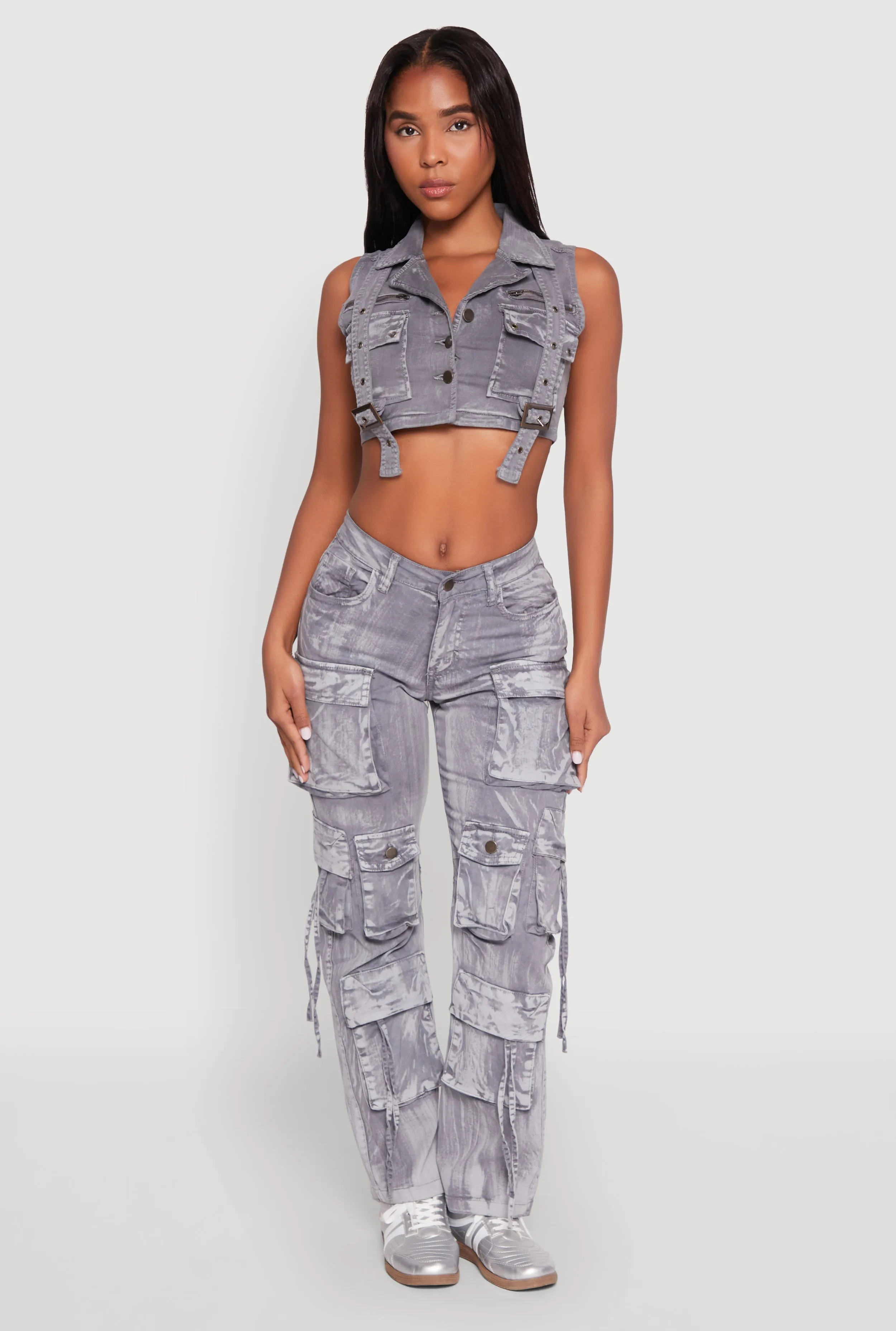 Spoon Jeans Mineral Wash Denim Cargo Vest sold by Rainbow product image thumbnail 2