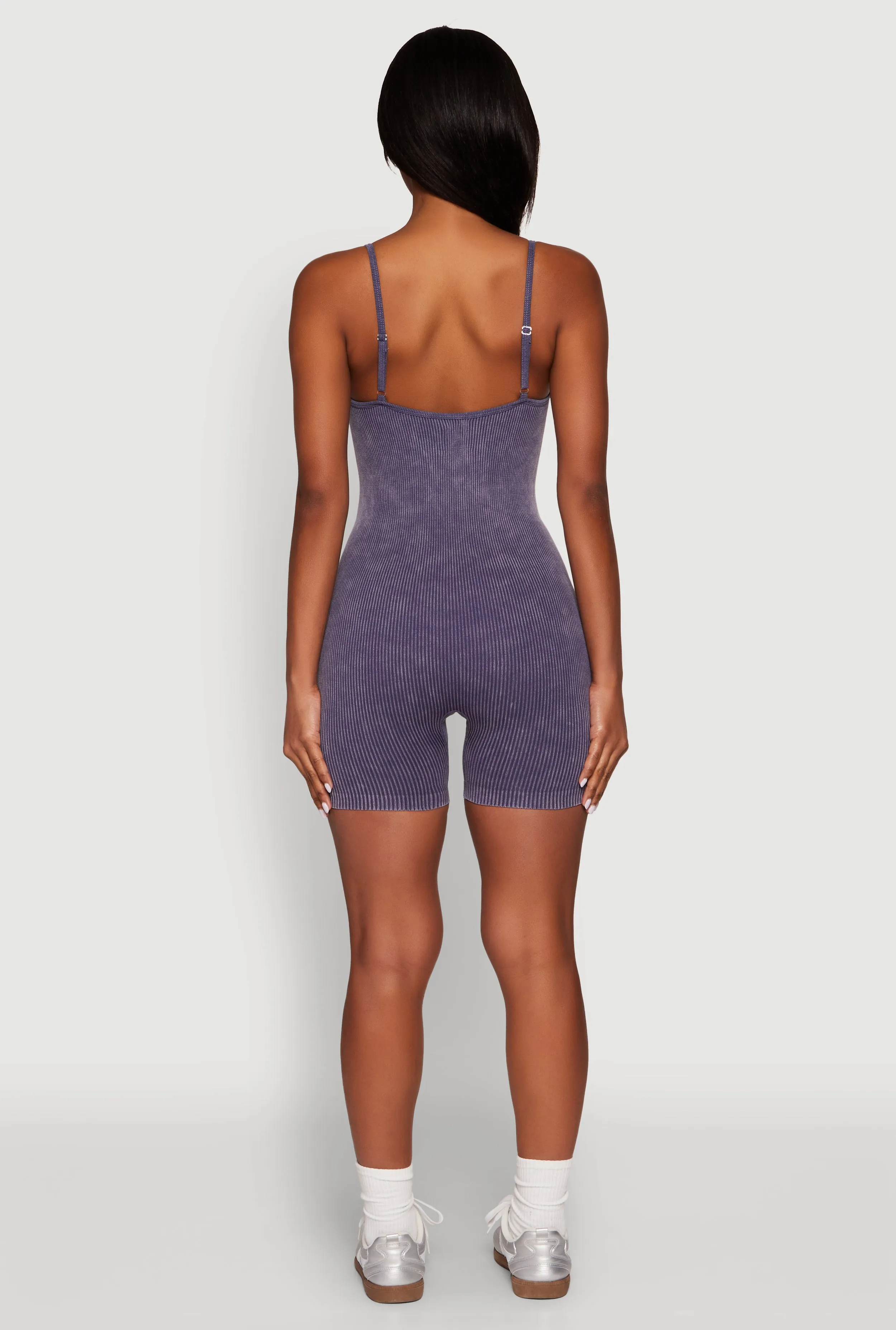 Mineral Wash Ribbed Knit Cami Romper sold by Rainbow product image thumbnail 5
